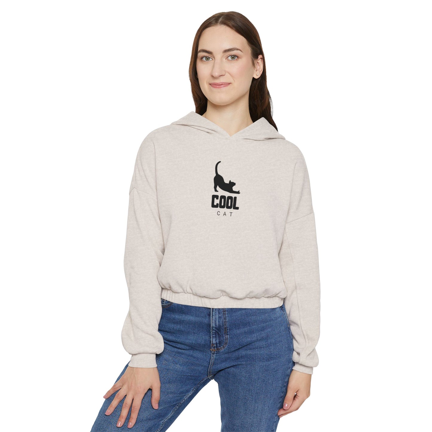 Cool Cat Cinched Bottom Hoodie | Coquette Top