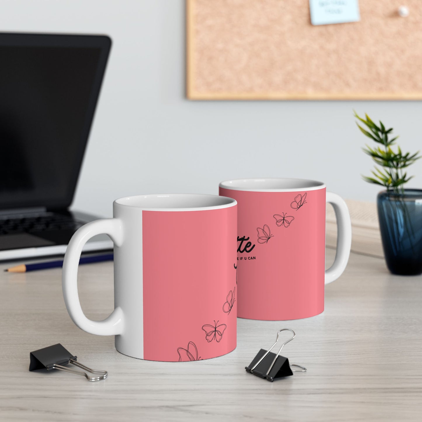 Butterfly Coquette Ceramic Mug, Pretty Pink Tea Cup