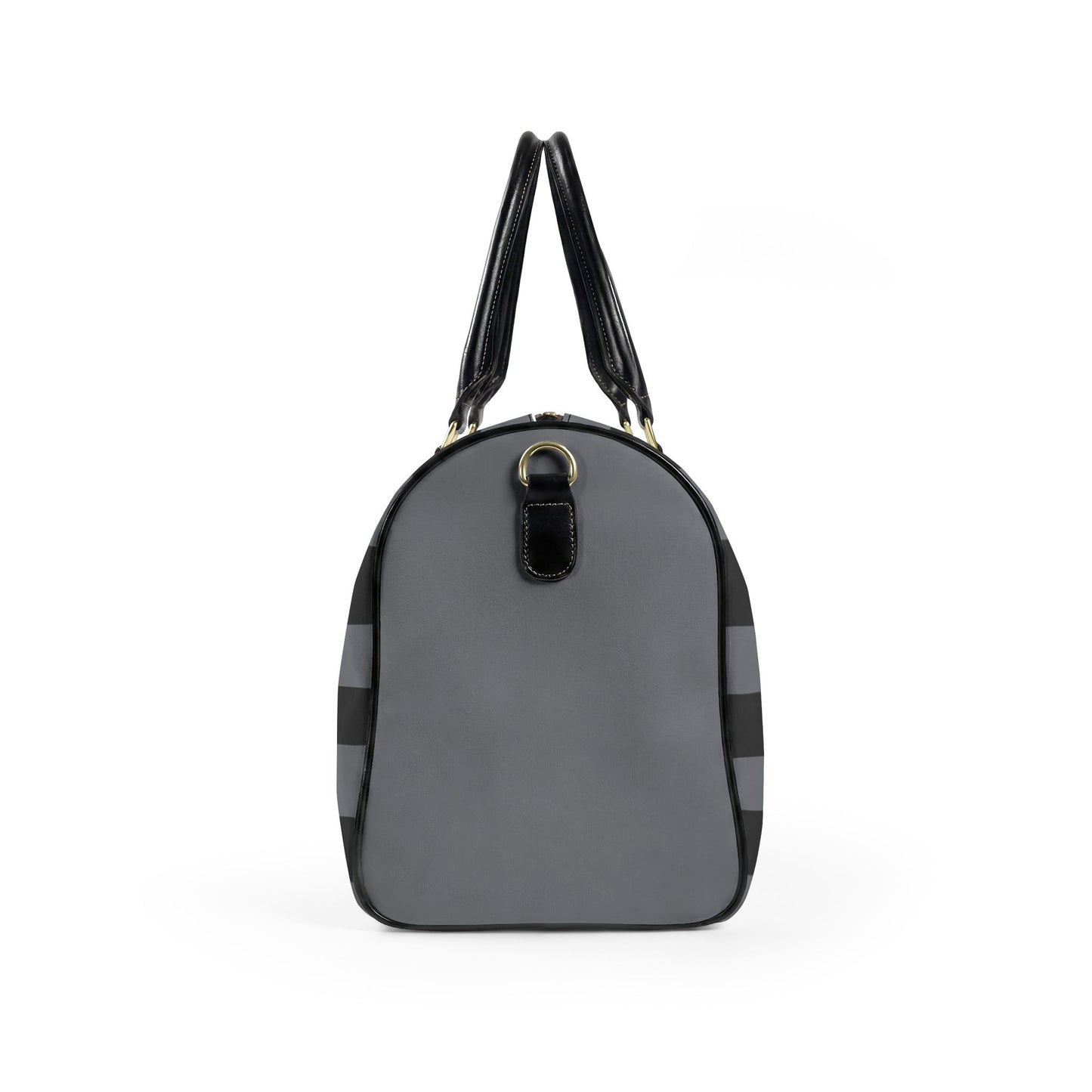C’est La Vie Striped Leather Travel Duffel Bag — Grey & Black Men's Weekender