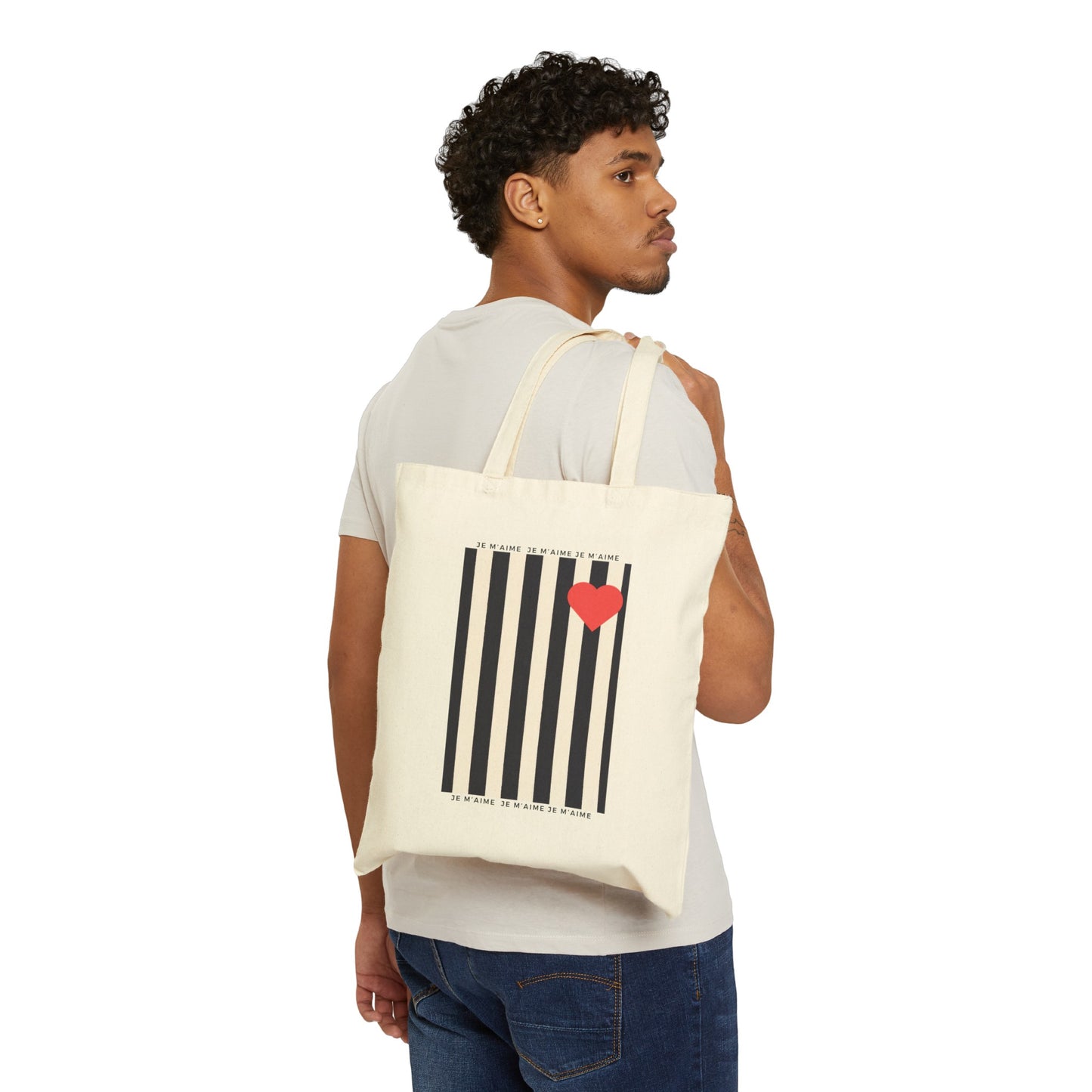 Self-Love "Je m'aime" Stripped Tote Bag, French Preppy