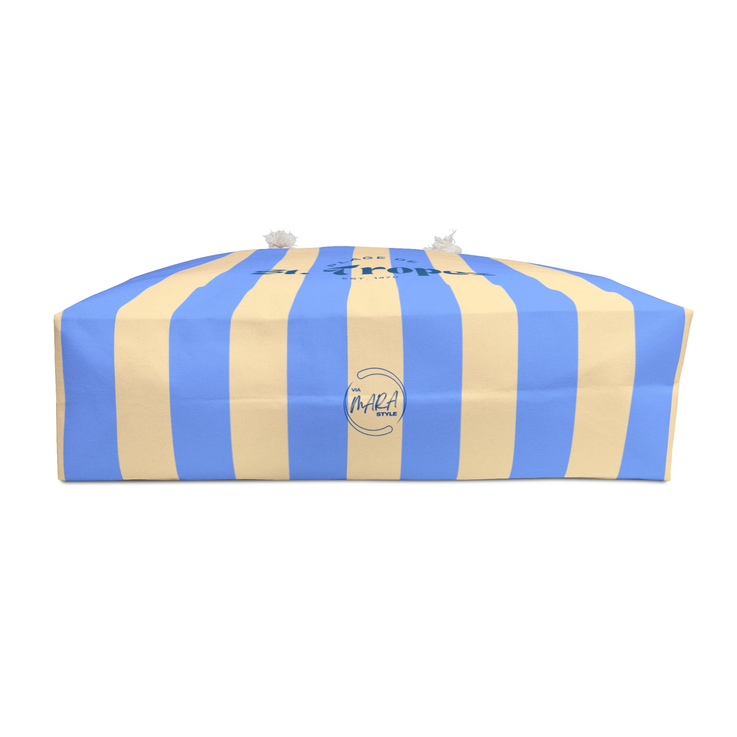 St. Tropez Striped Weekender Bag, Soft Blue — Beach Tote with Rope Handles