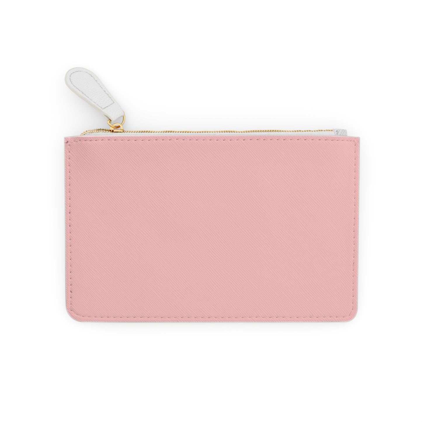 Pink pouch with a white zipper on a white background