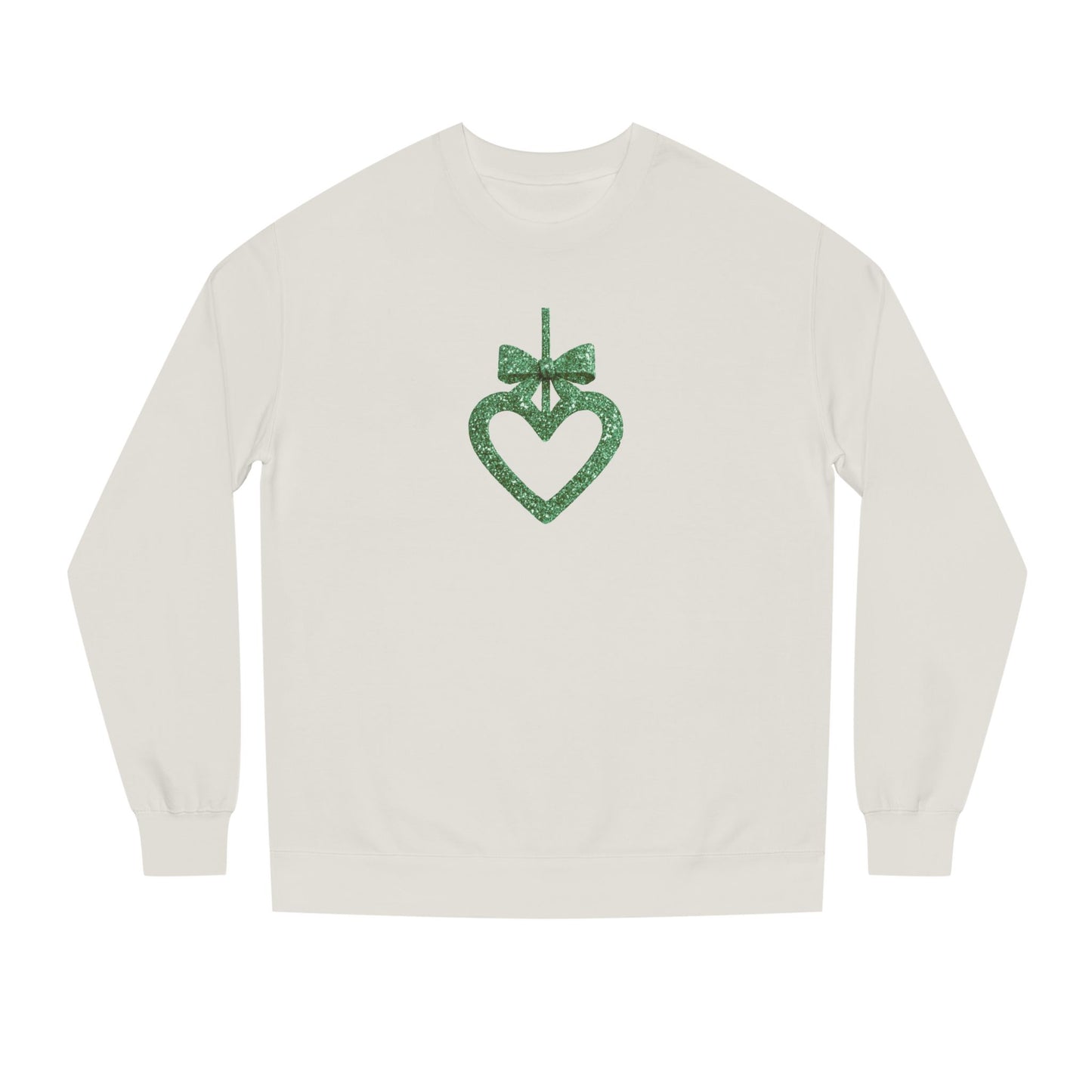 Green Glitter Heart Ornament Sweatshirt - Cozy Holiday Crewneck