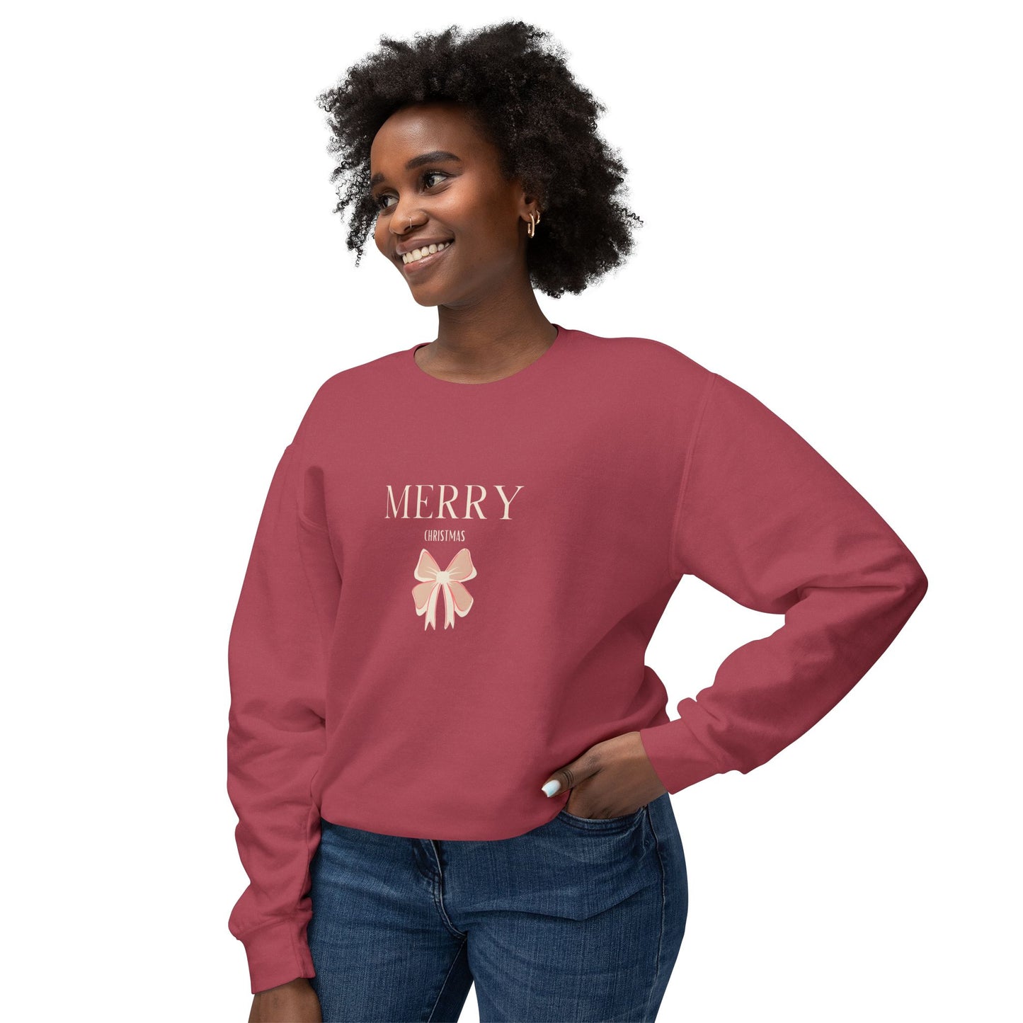Merry Christmas Bow Ladies Sweatshirt