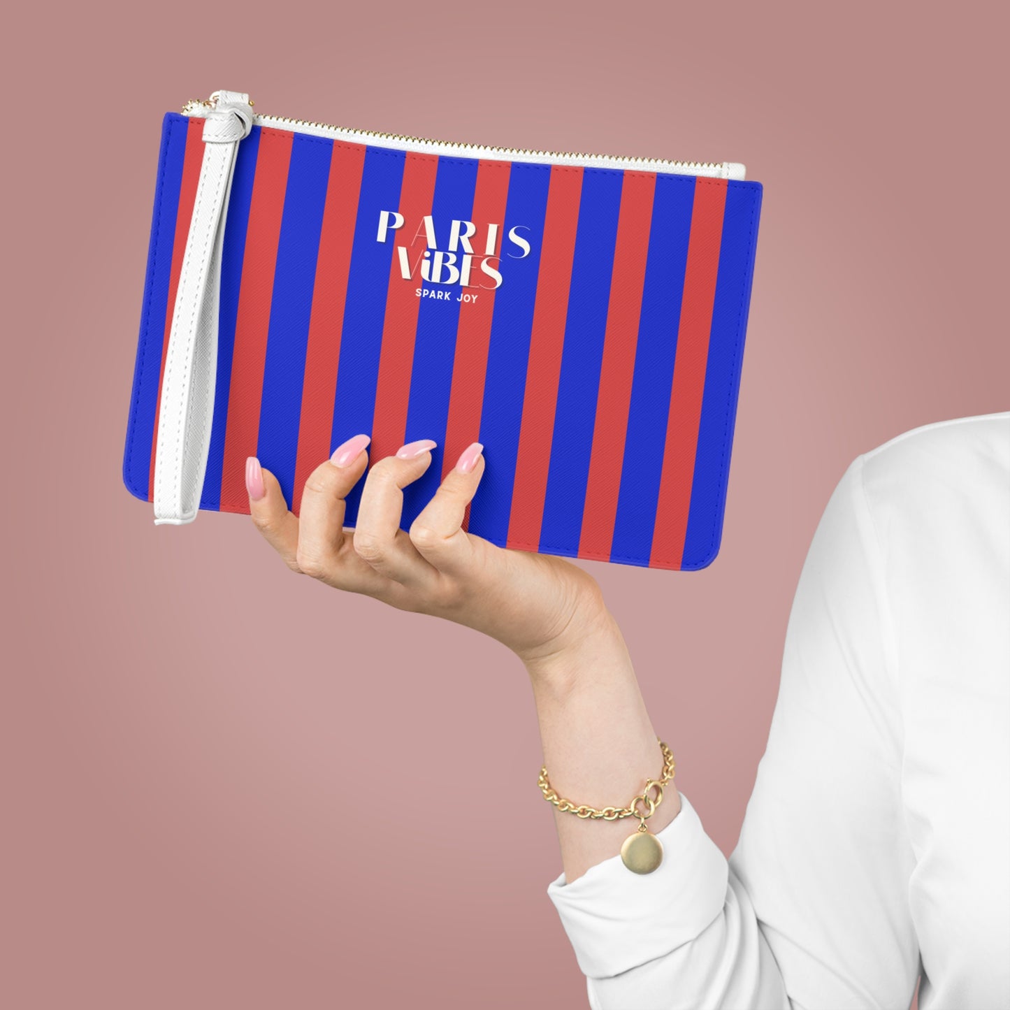 PARIS VIBES Blue Stripe Clutch Bag, Fashion Accessory
