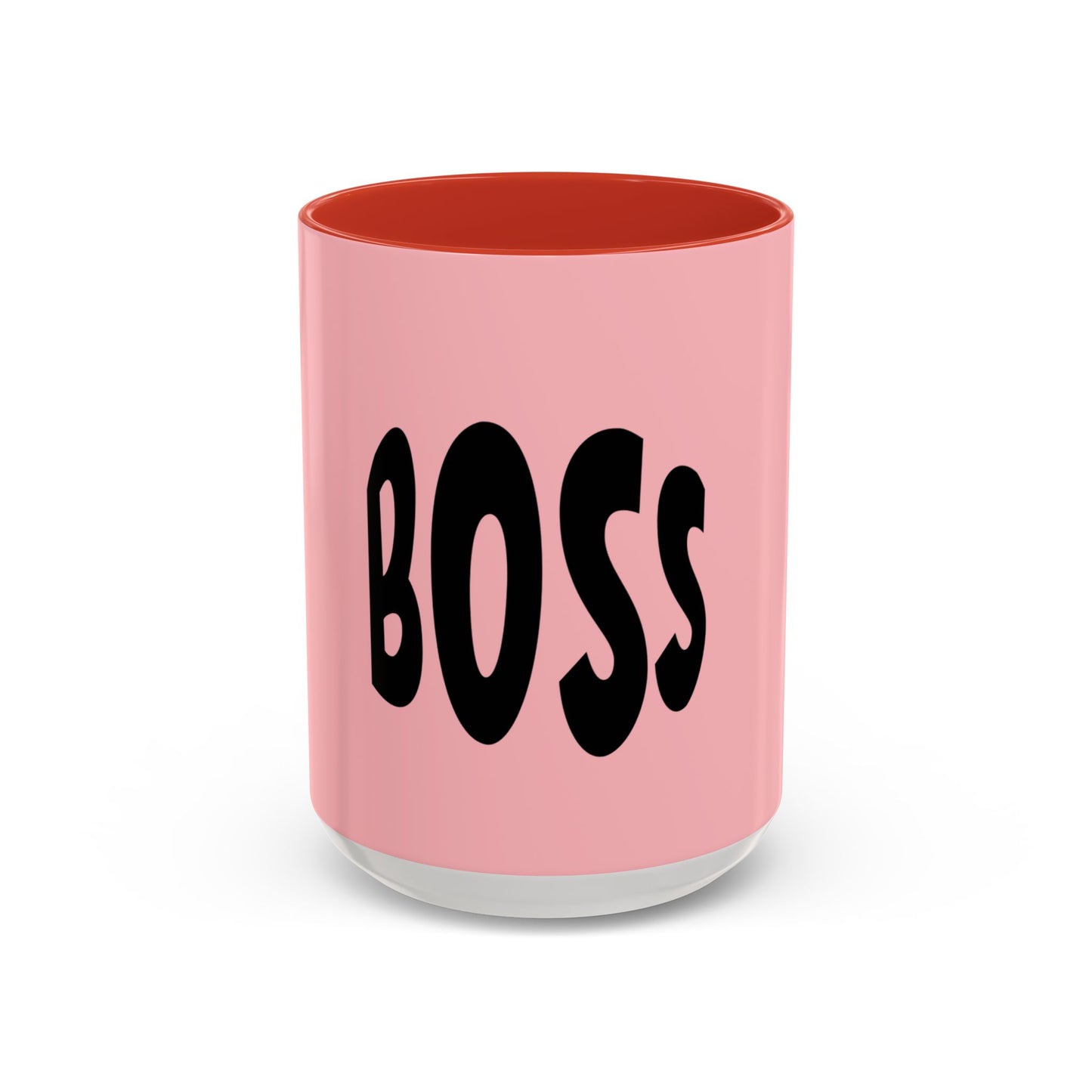 Pink tumbler with 'BOSS' text on a white background