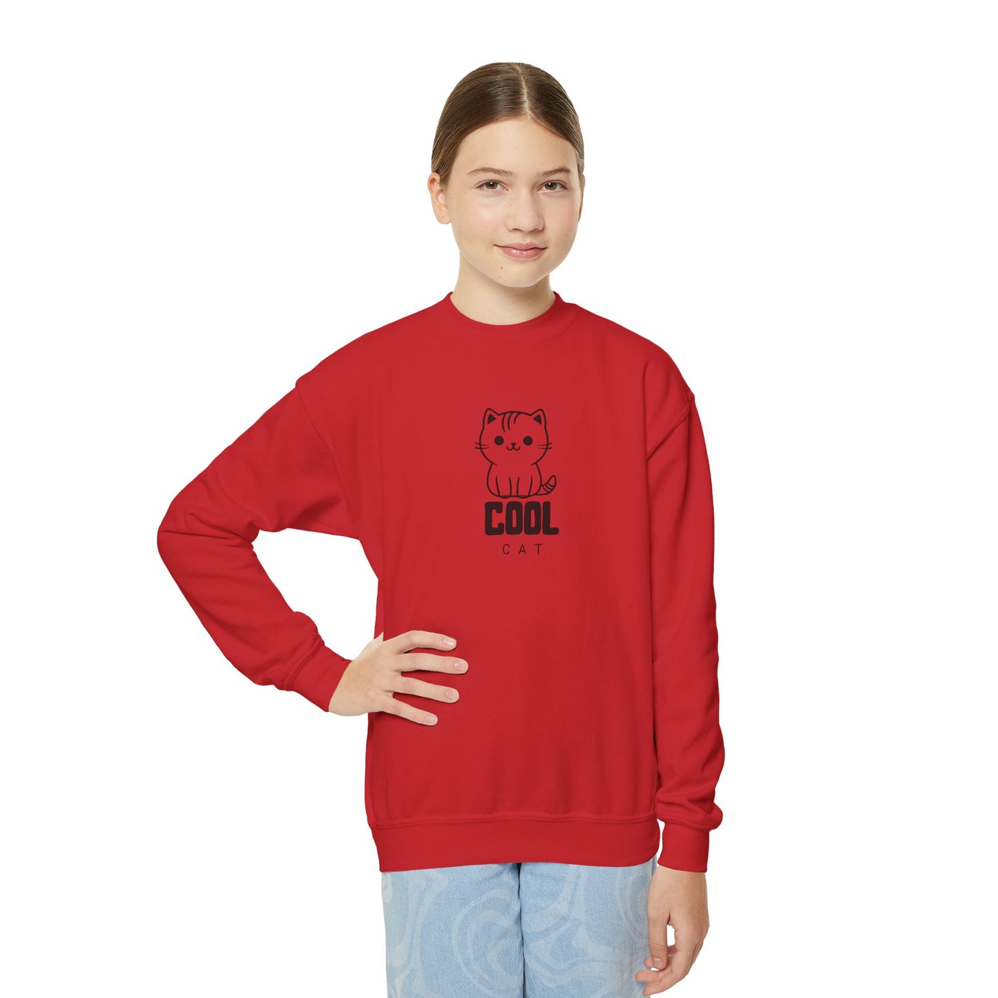 Cool Cat Teen Crewneck Sweatshirt | Halloween Shirt