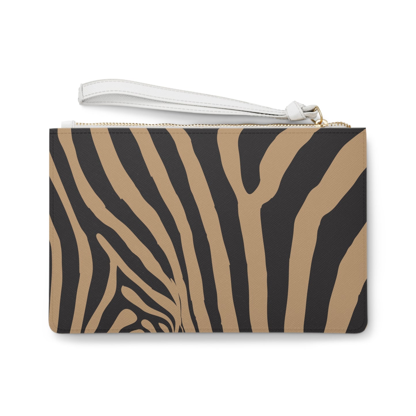 Chic Zebra Print Clutch Bag, Vegan Leather