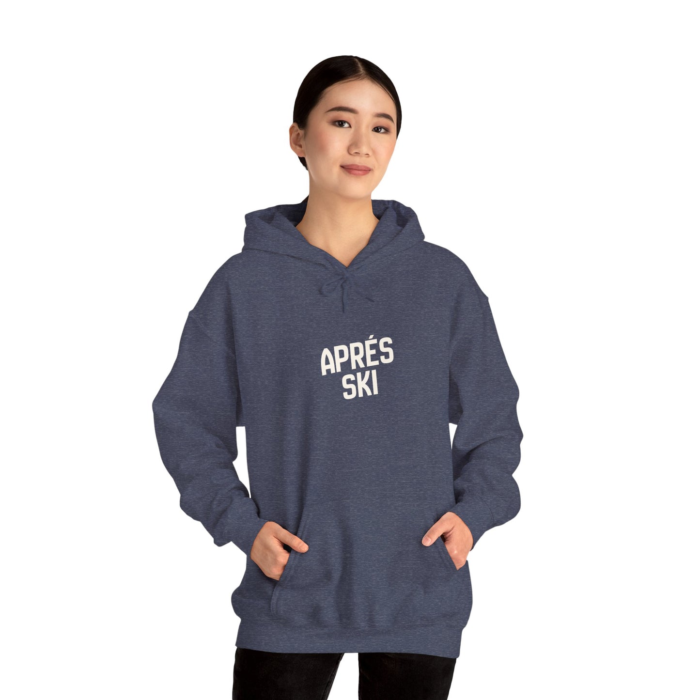 Man wearing Blue Apres Ski Hoodie