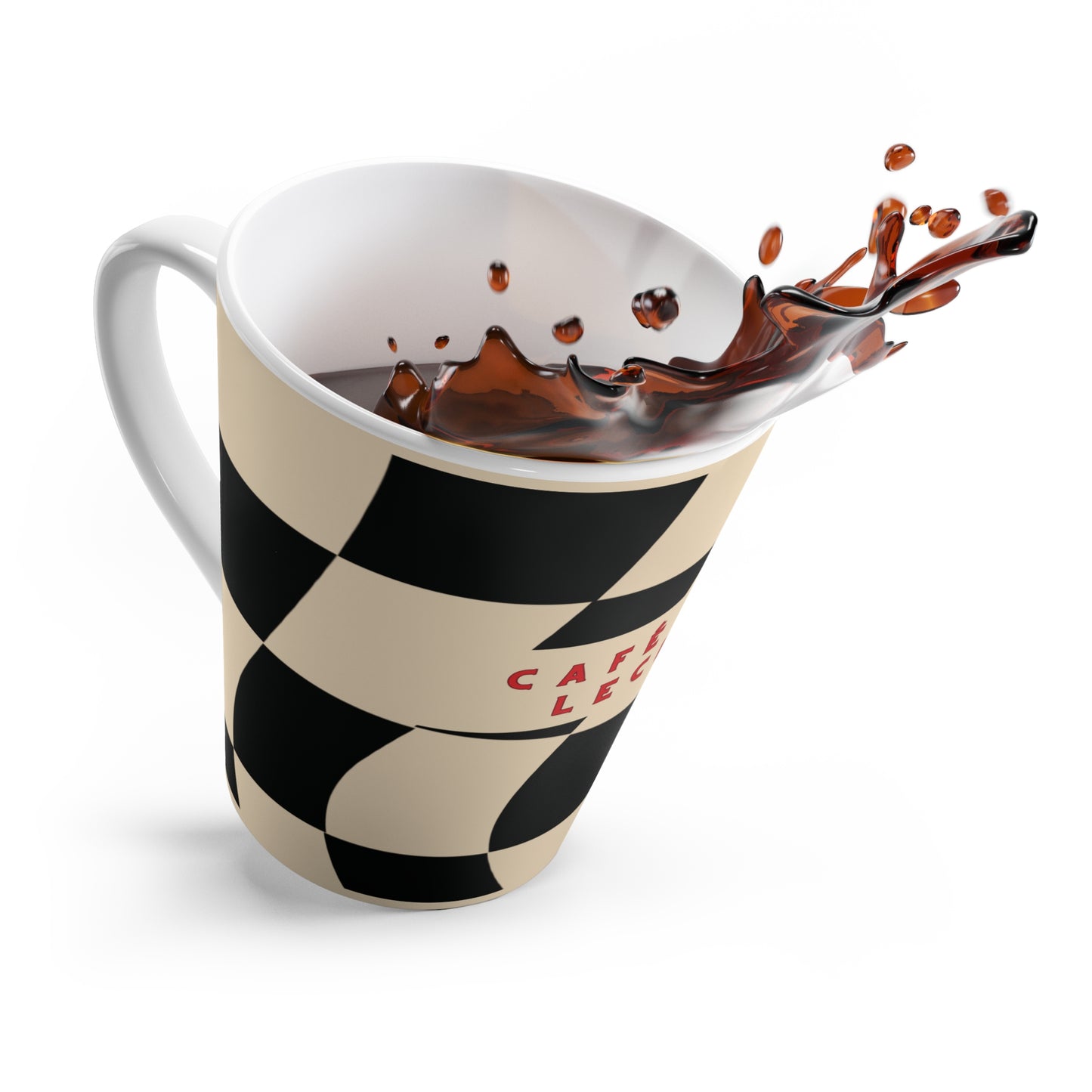 Cafe con Leche Latte Cup - Wavy Checker Board Mug