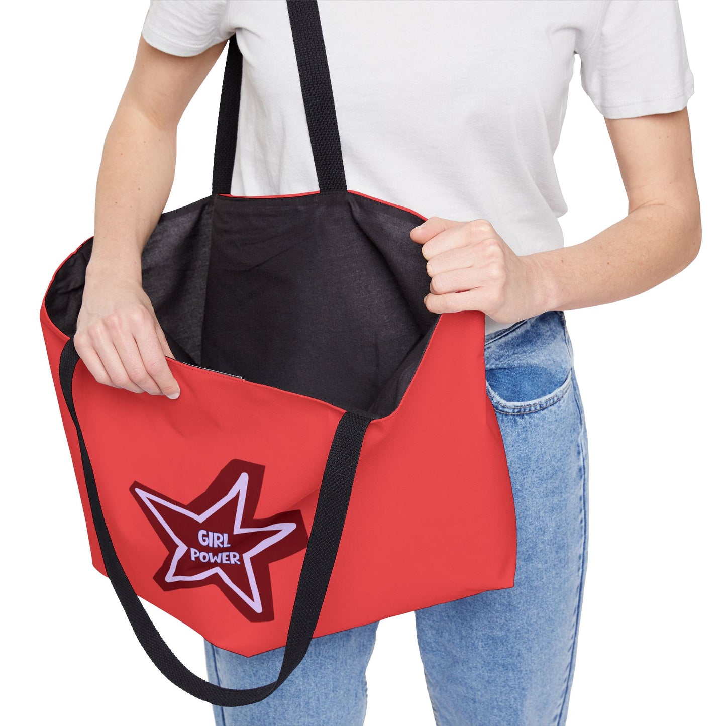 Girl Power Oversized Tote, RED