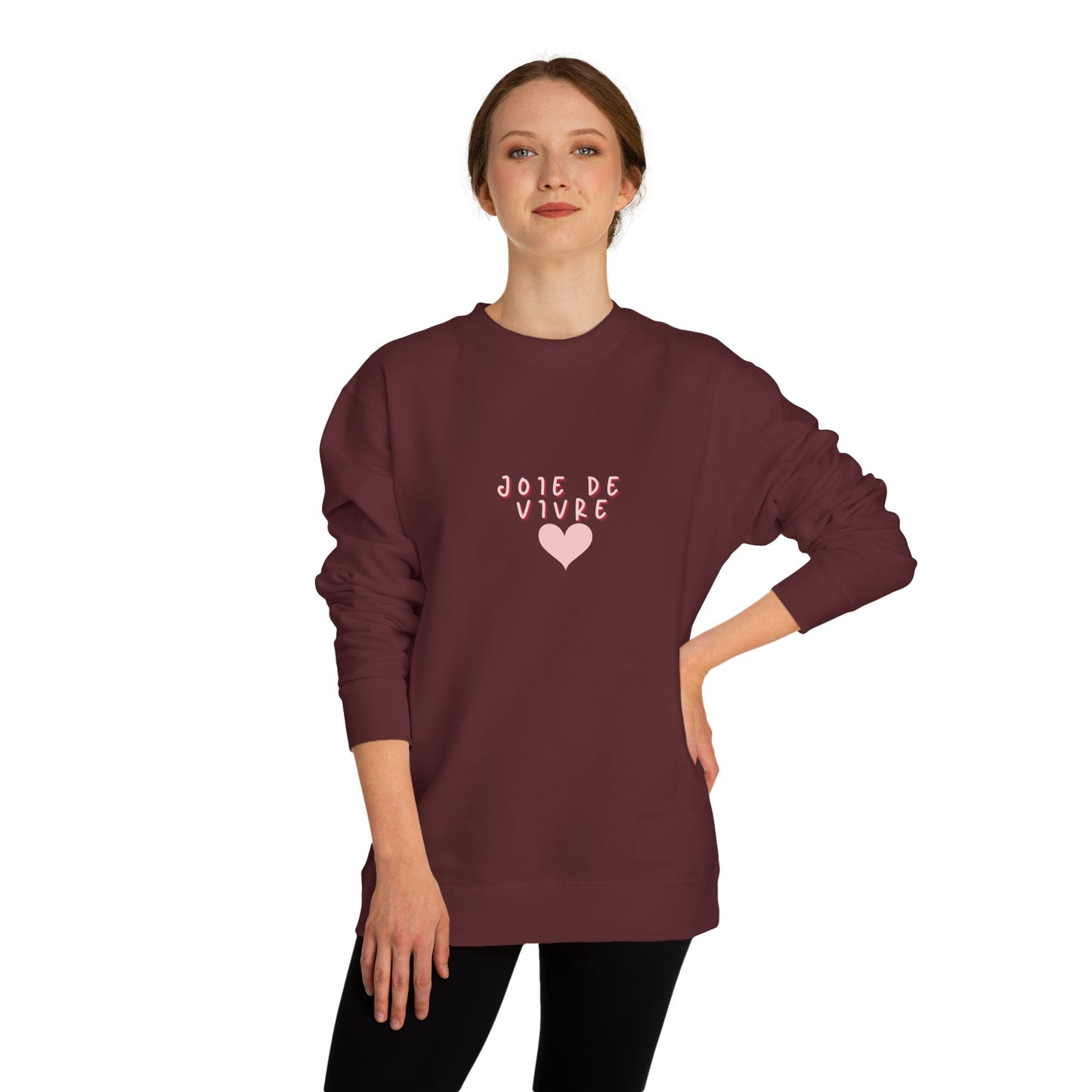 Joie de Vivre Heart Sweatshirt - Cozy French Crew Neck