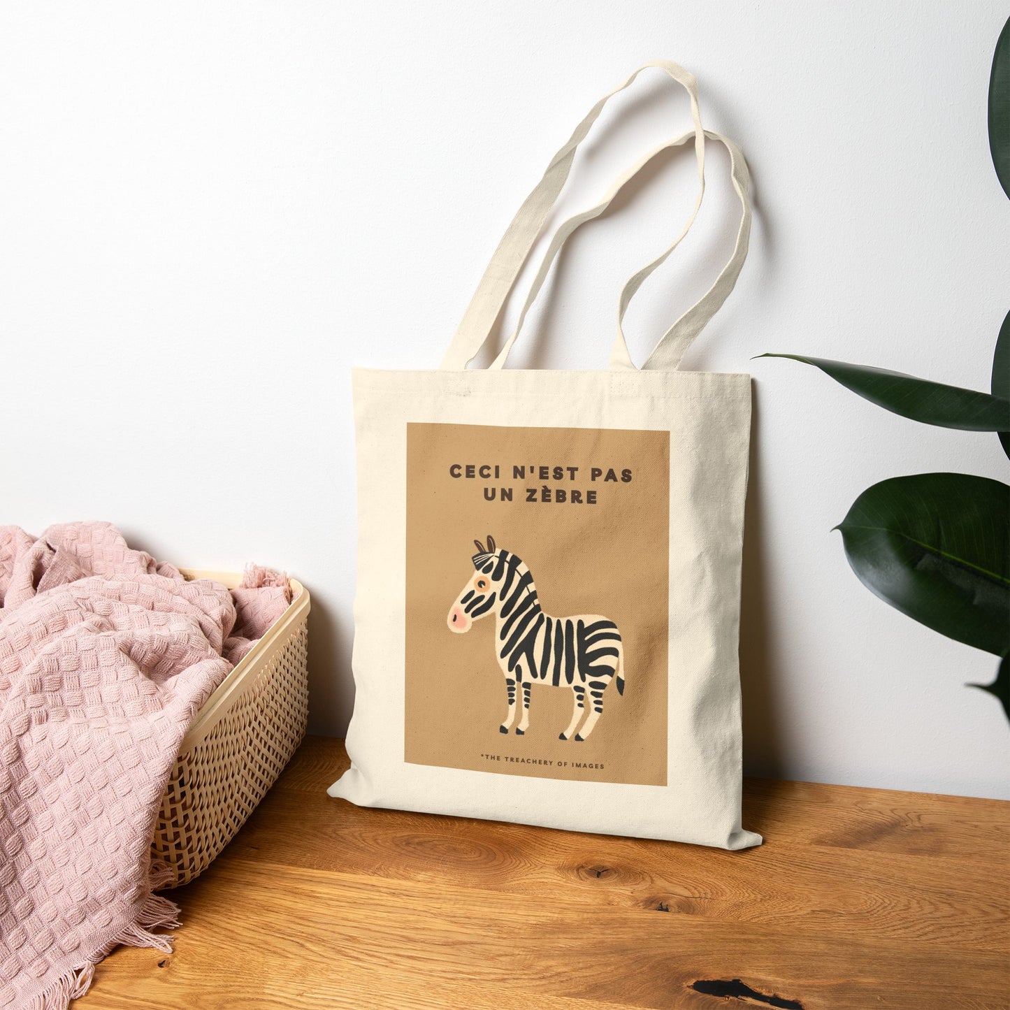 Zebra Canvas Tote Bag, René Magritte Inspired
