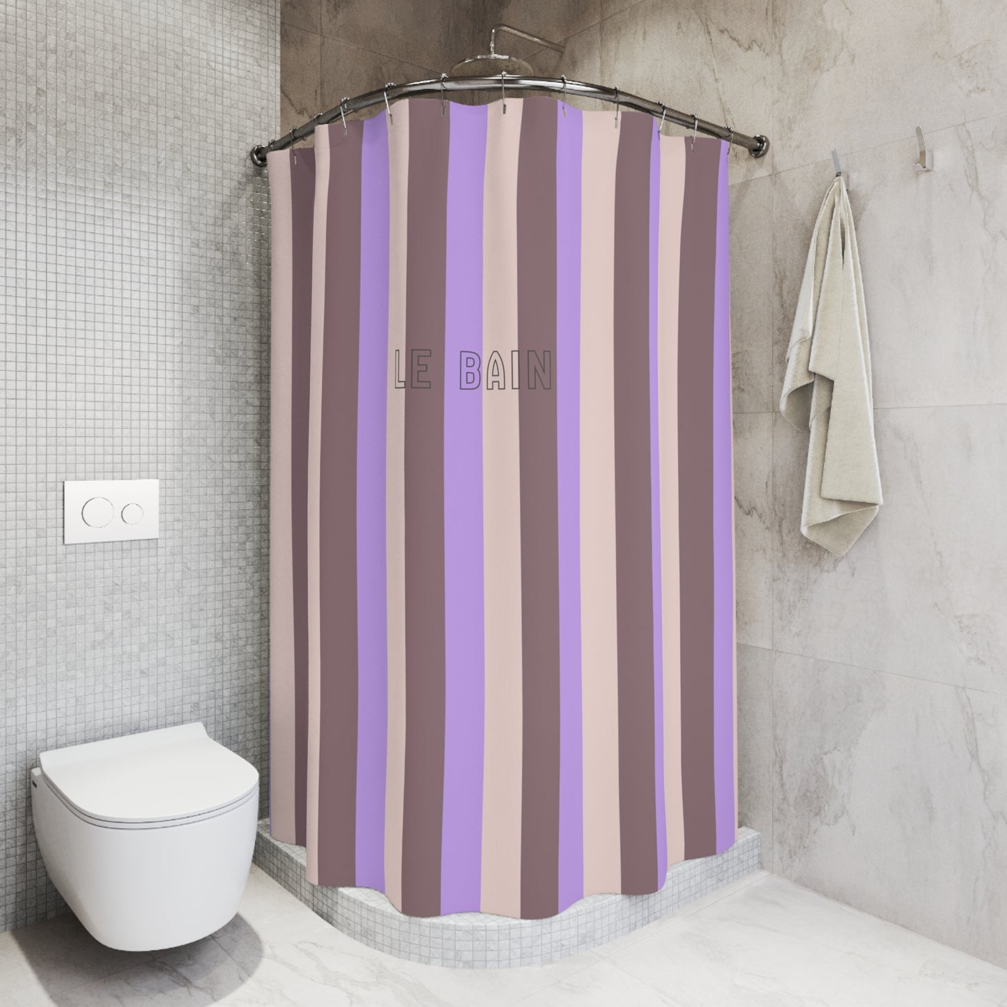 Striped 'Le Bain' Shower Curtain — Lavender & Mauve Modern Bathroom Decor