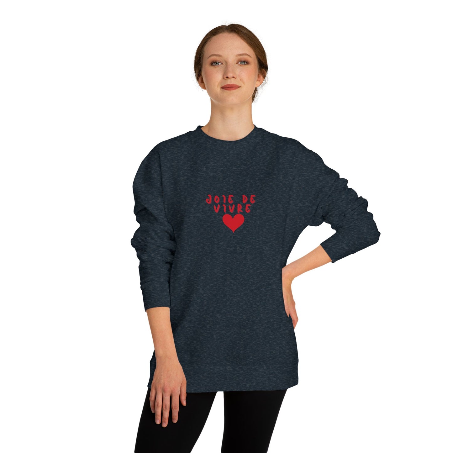 Joie de Vivre Heart Sweatshirt - Cozy French Crew Neck