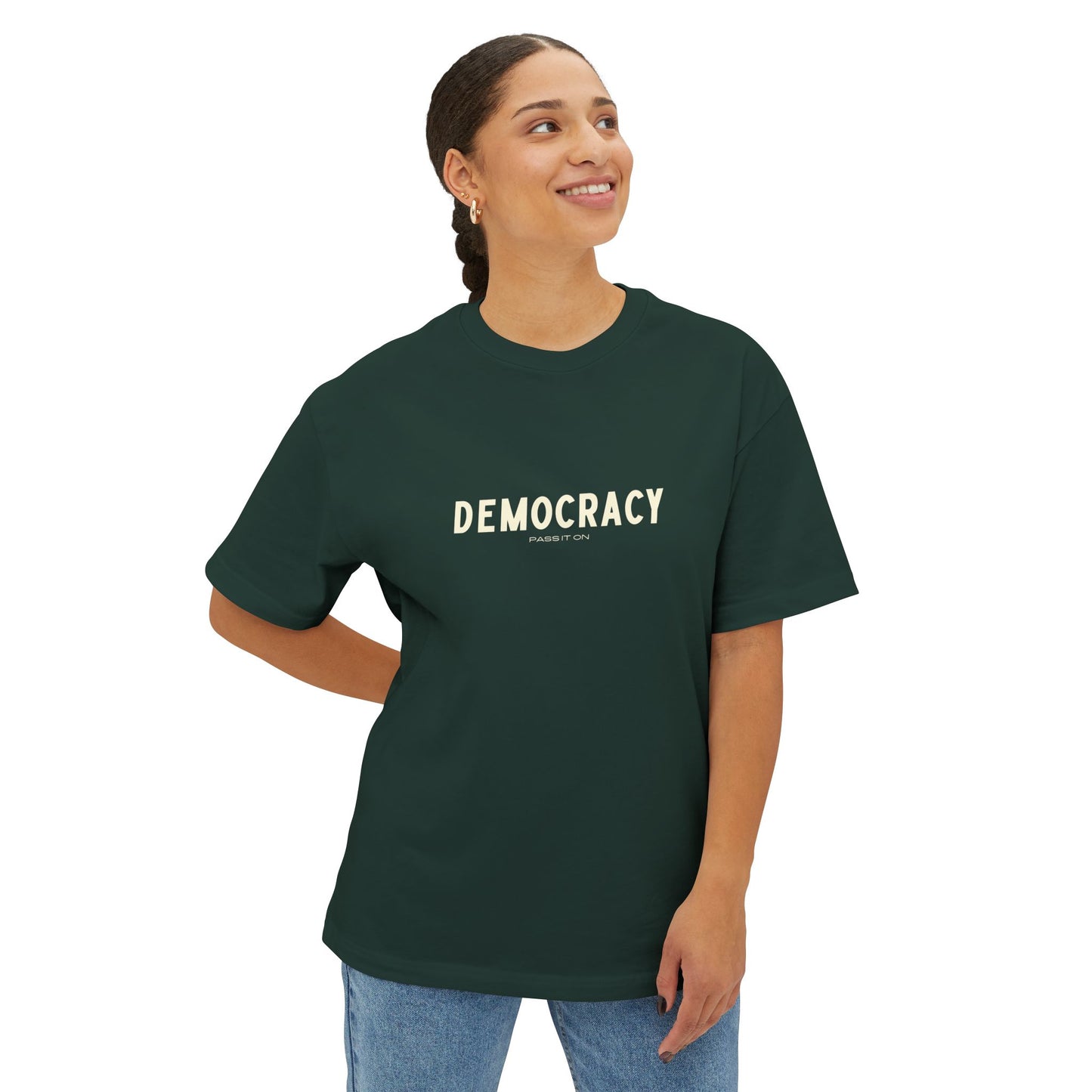Unisex Oversized Boxy Tee - 'DEMOCRACY'