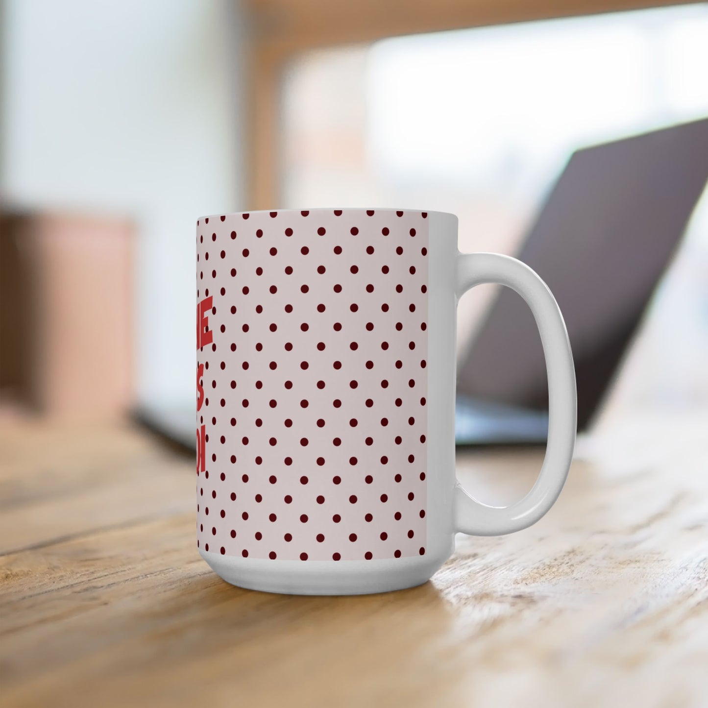 Red Polka Dot Ceramic Mug - "Je Ne Sais Quoi"