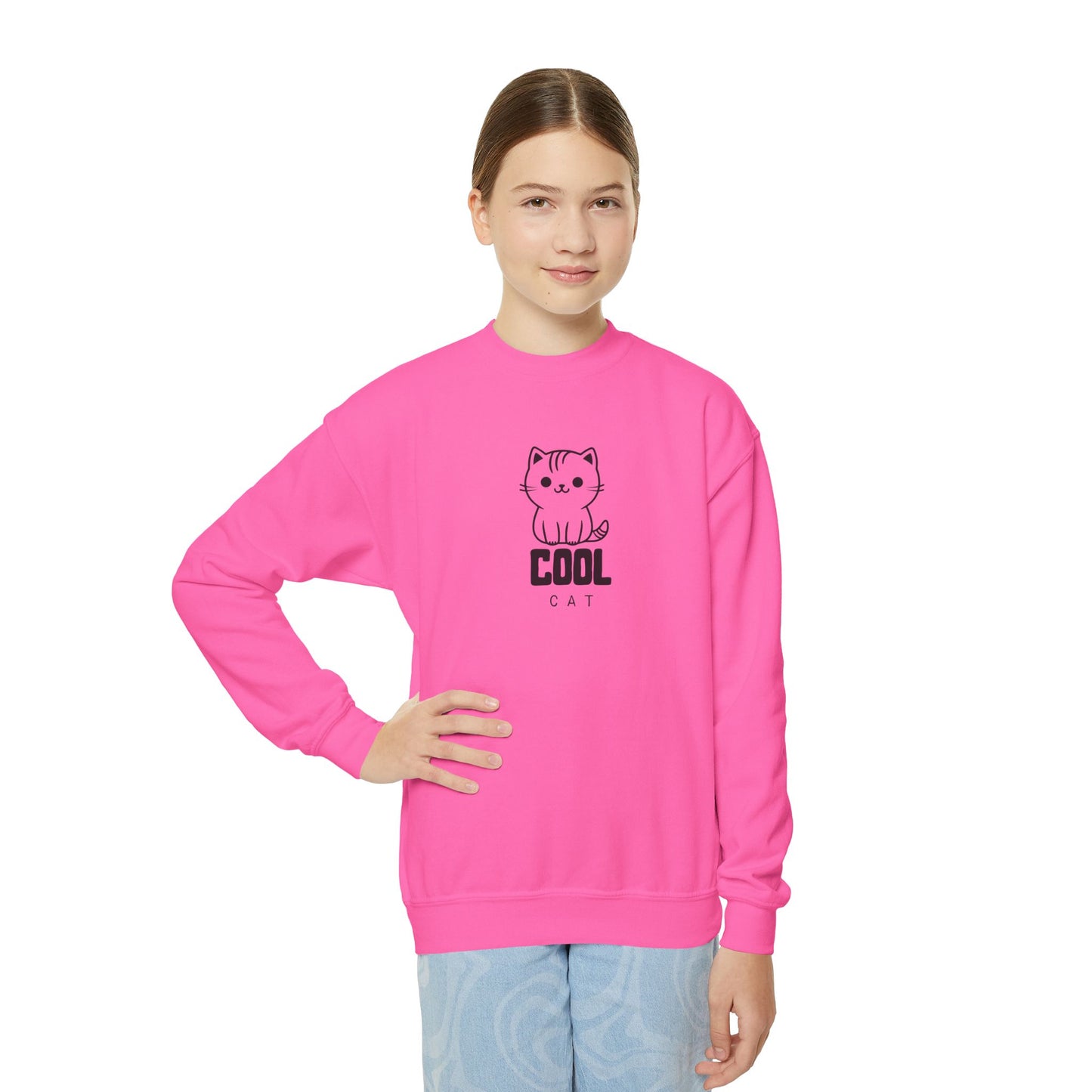 Cool Cat Teen Crewneck Sweatshirt | Halloween Shirt