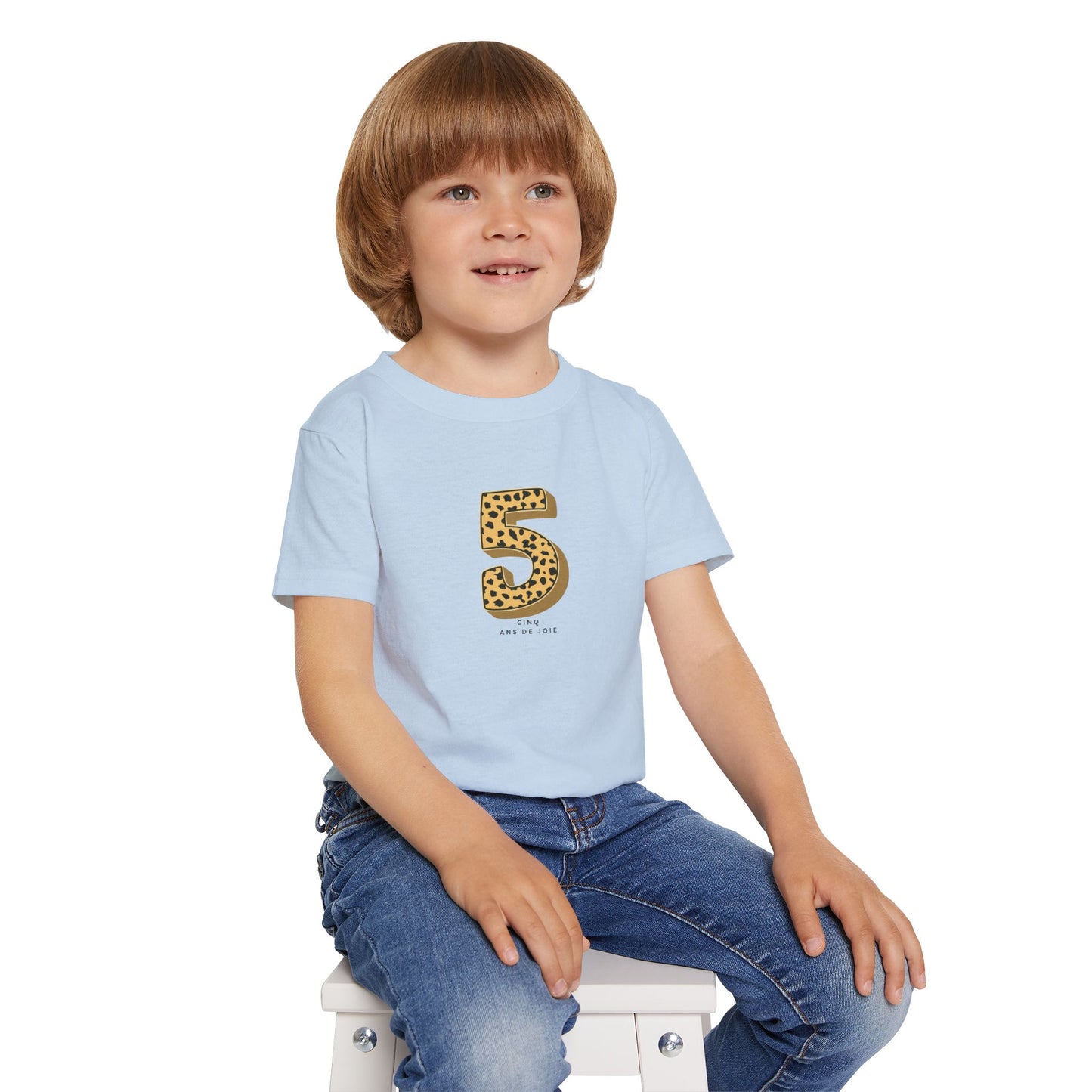Leopard Print 5th Birthday Toddler T-Shirt