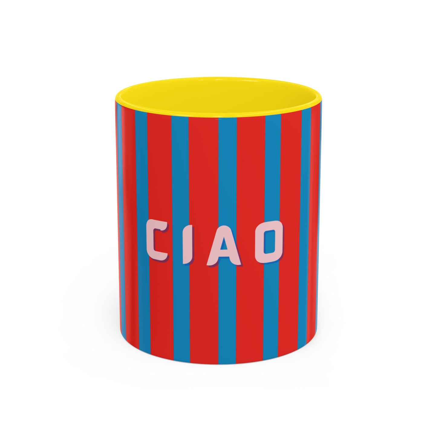 Ciao Accent Coffee Mug | Colorful Striped Ceramic Cup