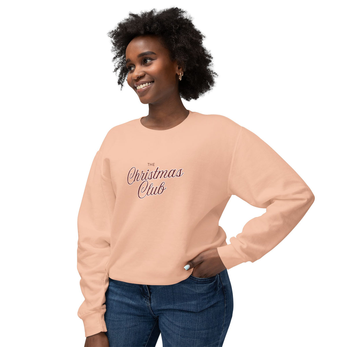 Elegant Christmas Club Crewneck Sweatshirt — Holiday Pullover for Women