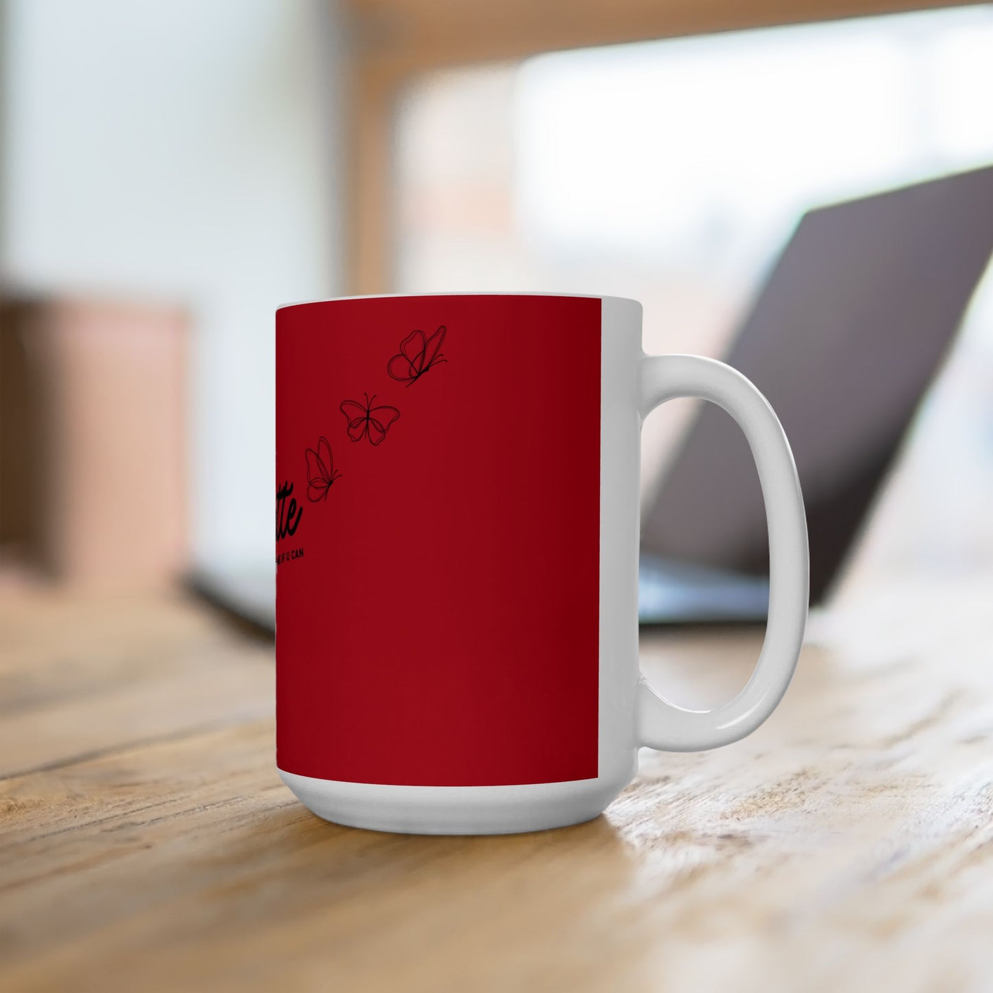 Coquette Butterfly Ceramic Mug, Red Coffee Cup