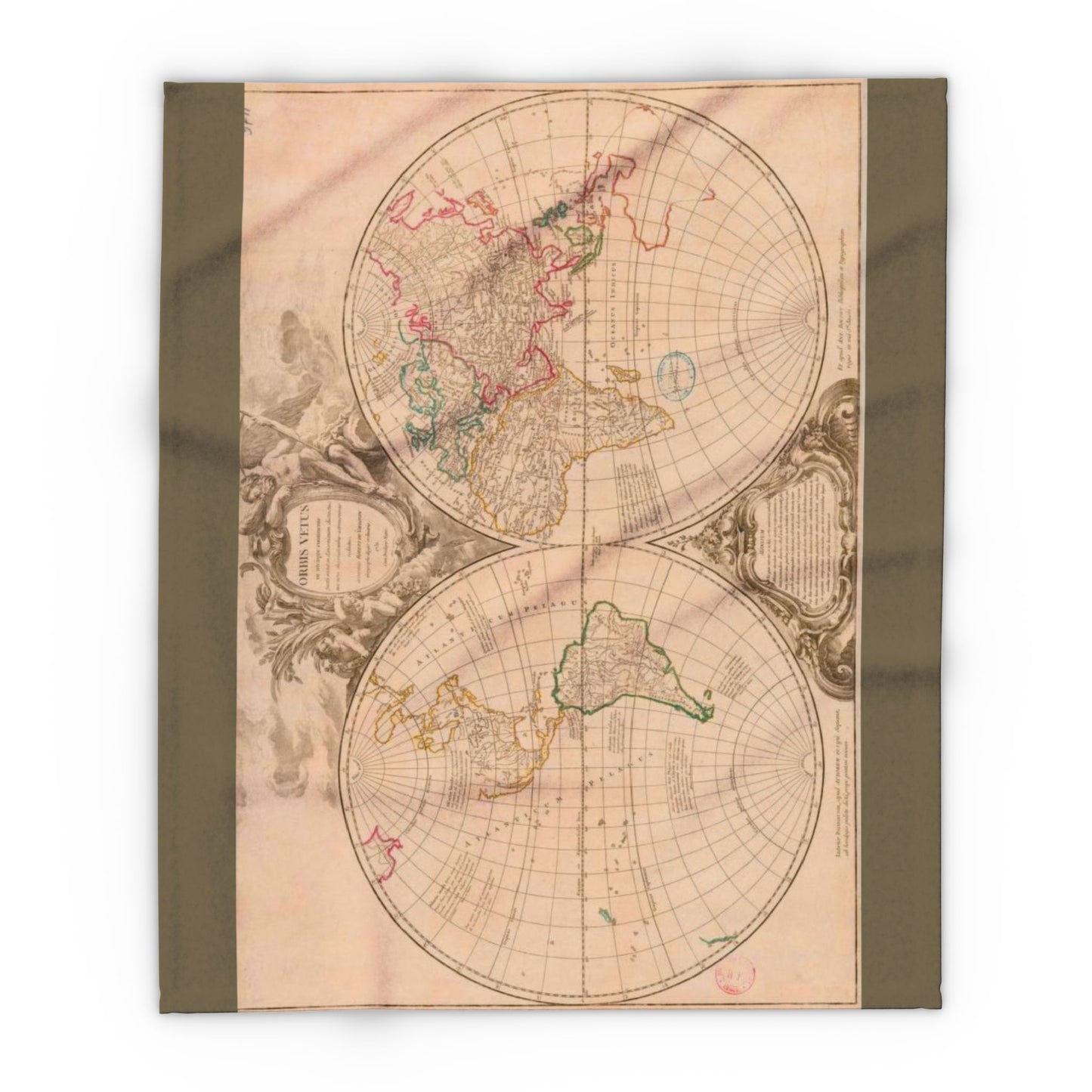 Vintage-style world map Blanket on a white background