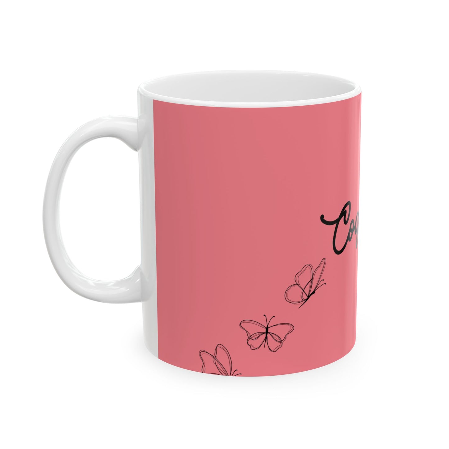 Butterfly Coquette Ceramic Mug, Pretty Pink Tea Cup