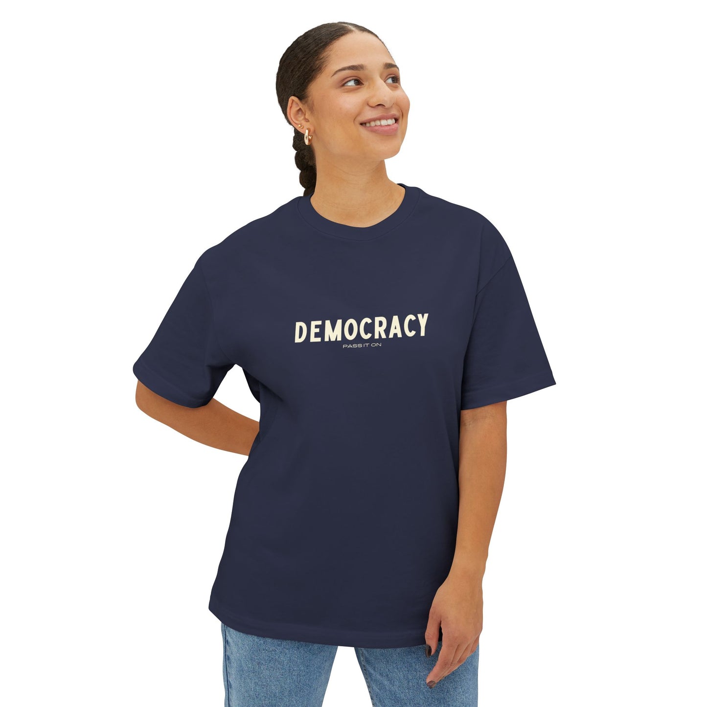 Unisex Oversized Boxy Tee - 'DEMOCRACY'