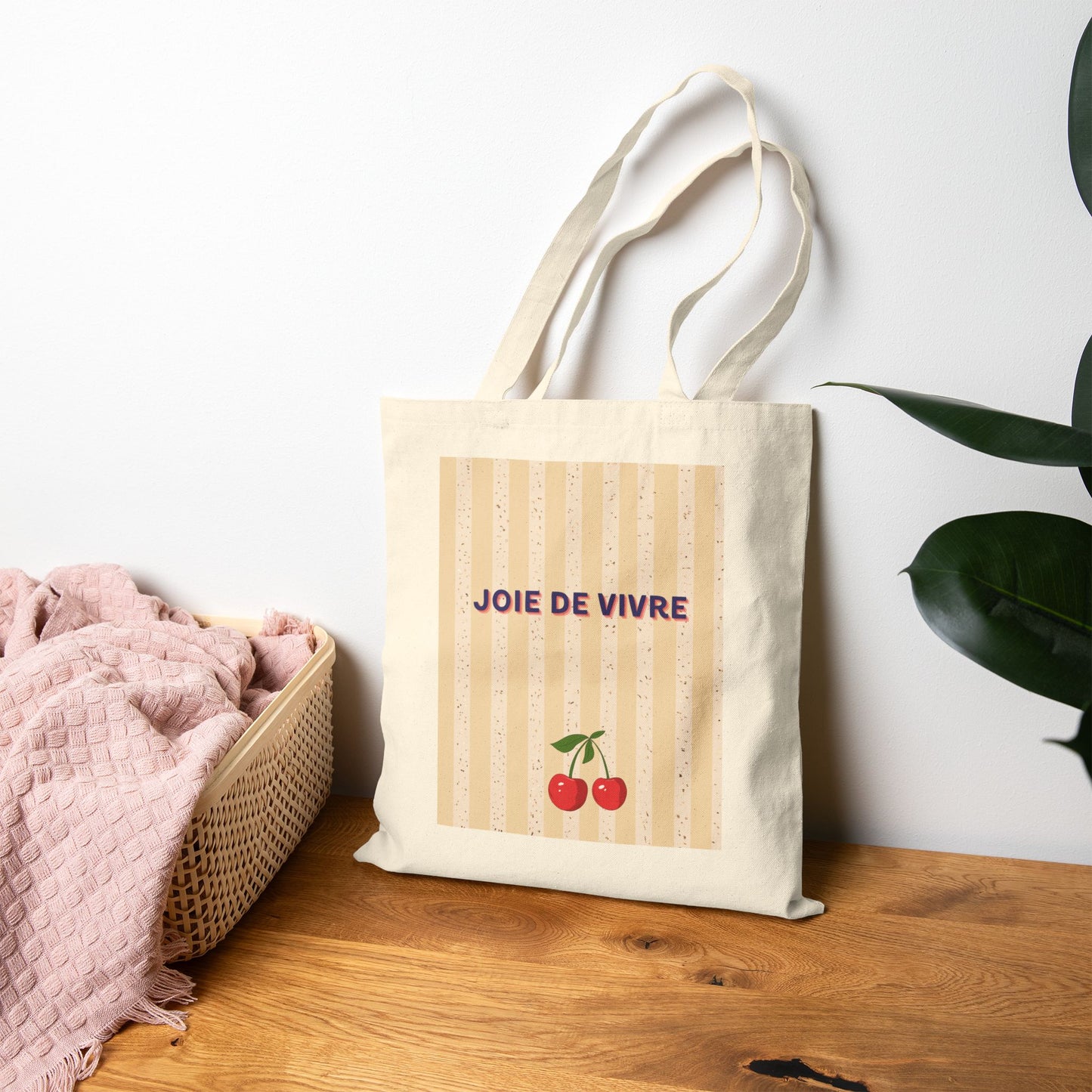 Joie de Vivre Cotton Beach Bag