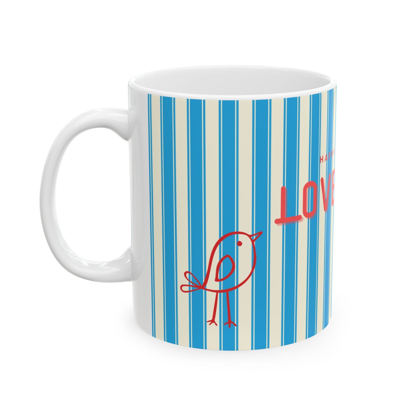 LoveBird Preppy Couple's Mugs, Blue - Newlywed Gift