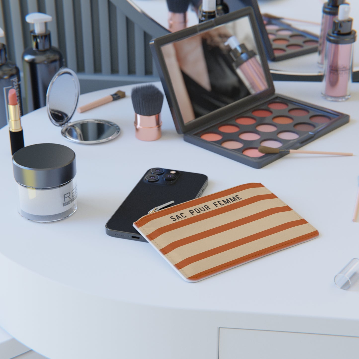 Chic Mini Clutch Bag — Striped "Sac Pour Femme" Vegan Wallet