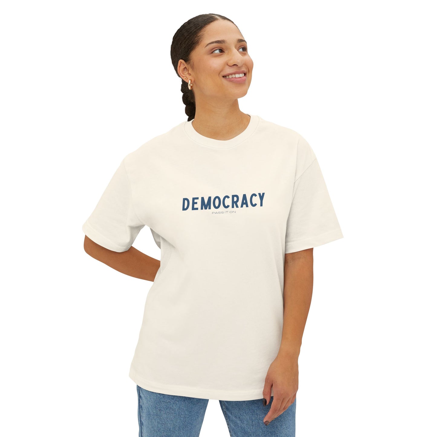 Unisex Oversized Boxy Tee - 'DEMOCRACY'