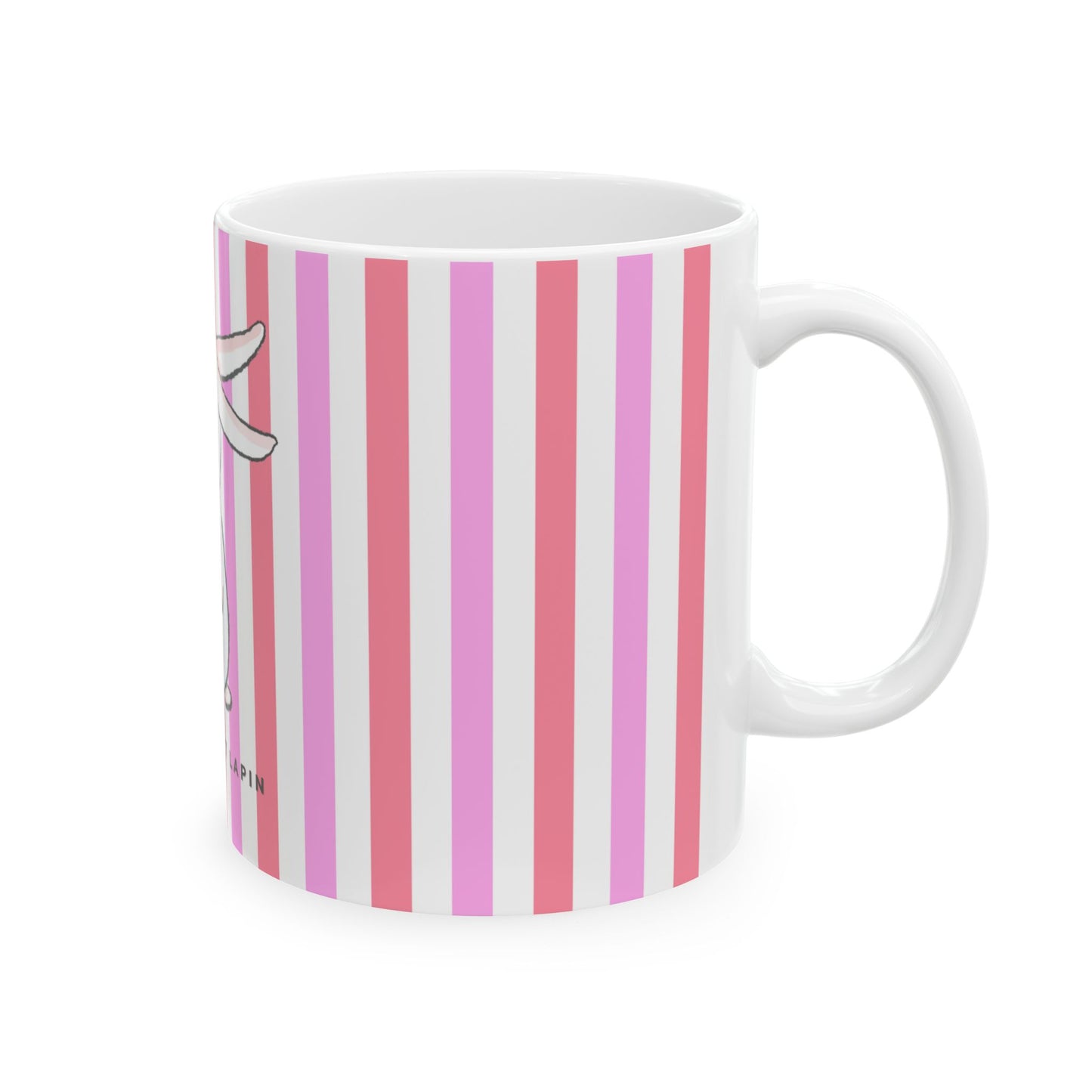 Pink Stripped Baby Mug, Mon Petit Lapin