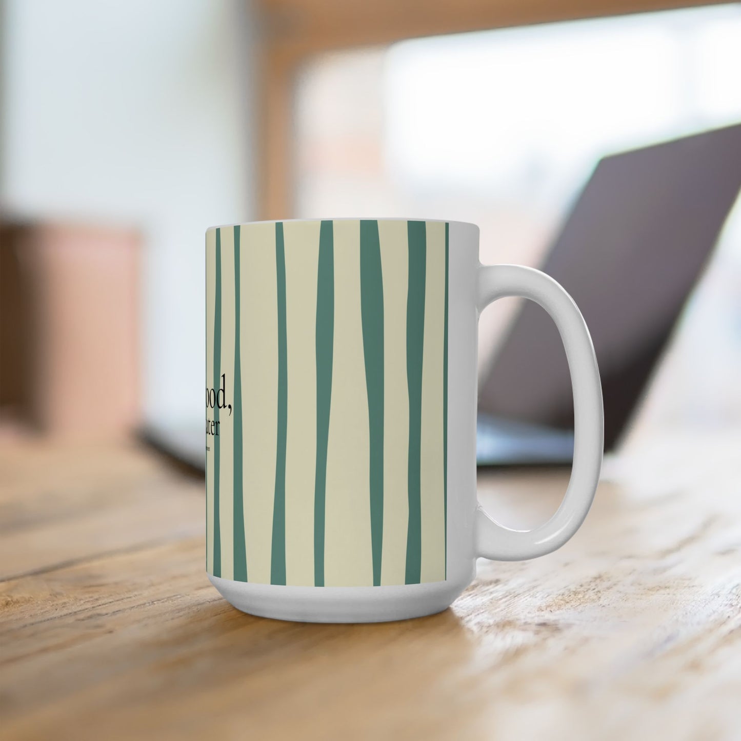 Zen Meditation Sage Tea Mug, Chop wood, carry water", SAGE