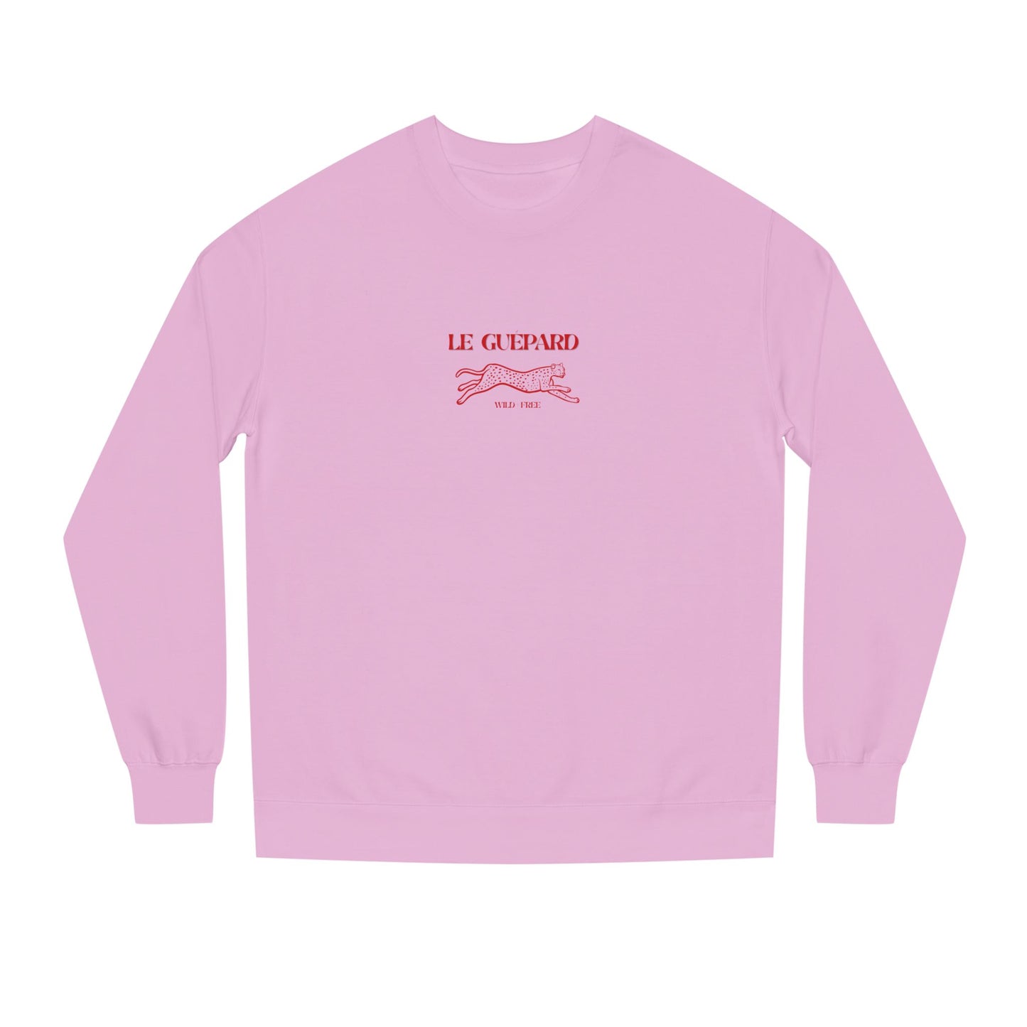 Pink long-sleeve shirt with 'Le Guepard' logo on a white background