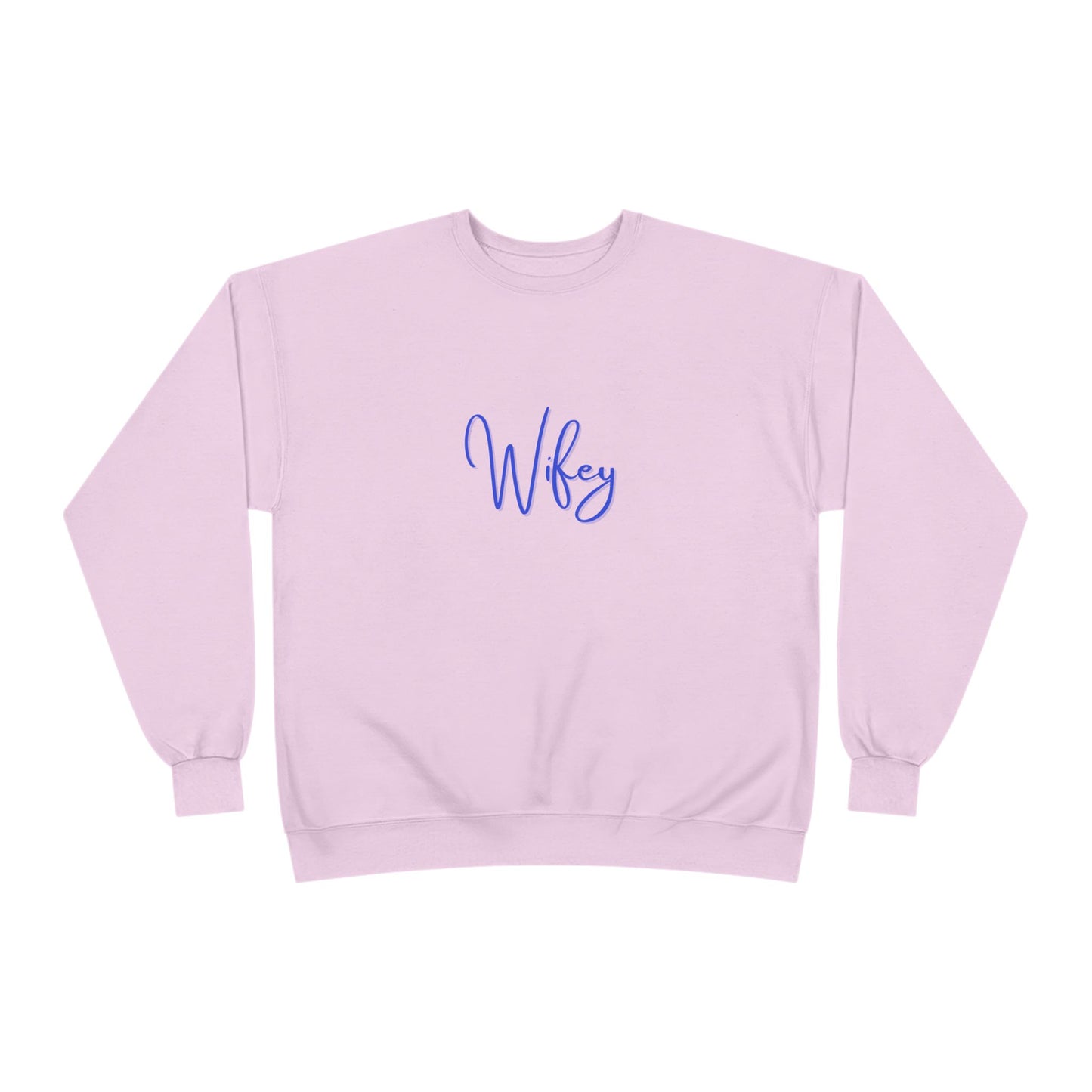 Pink sweatshirt with 'Wifey' text on a white background