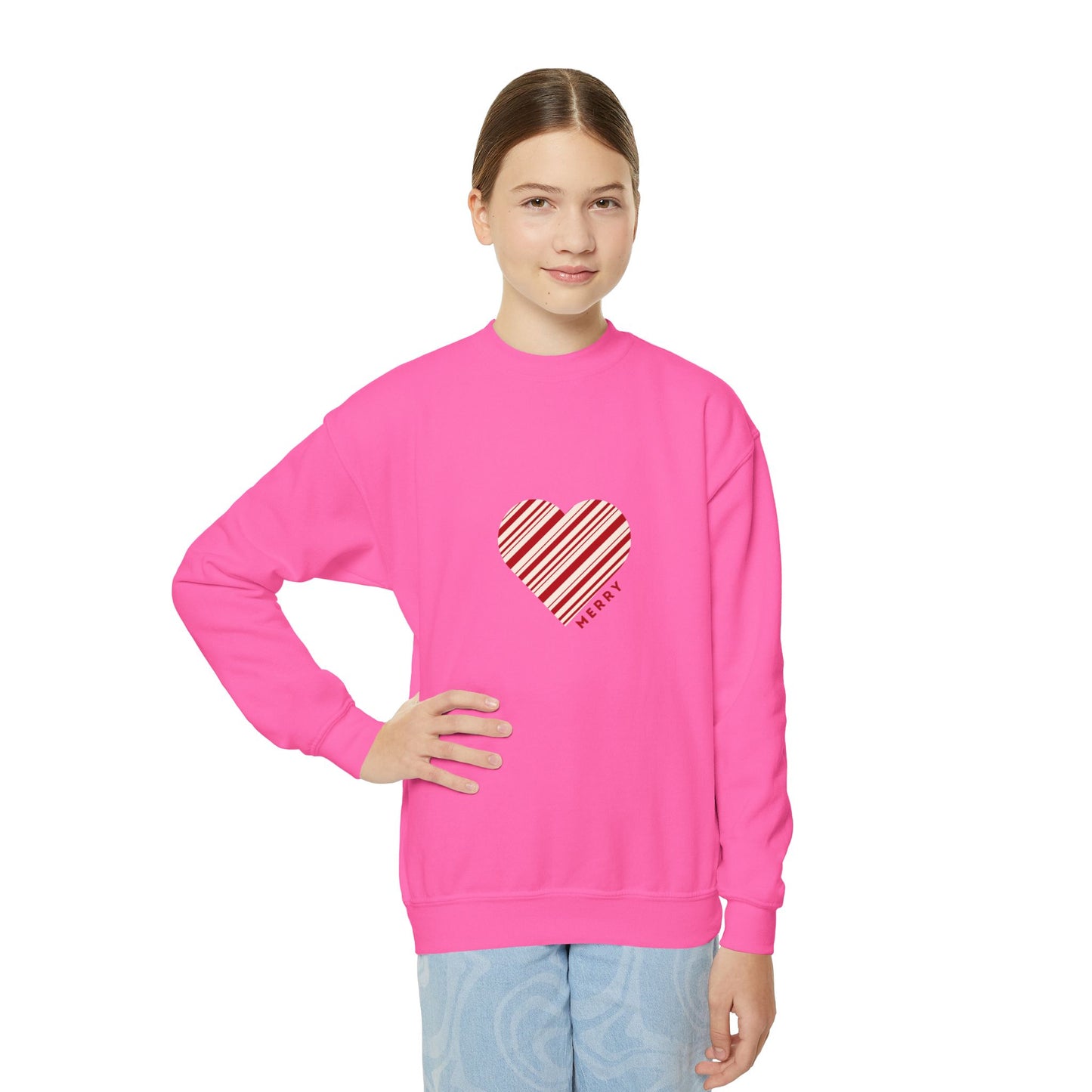 Teen Christmas Sweatshirt, Peppermint Heart