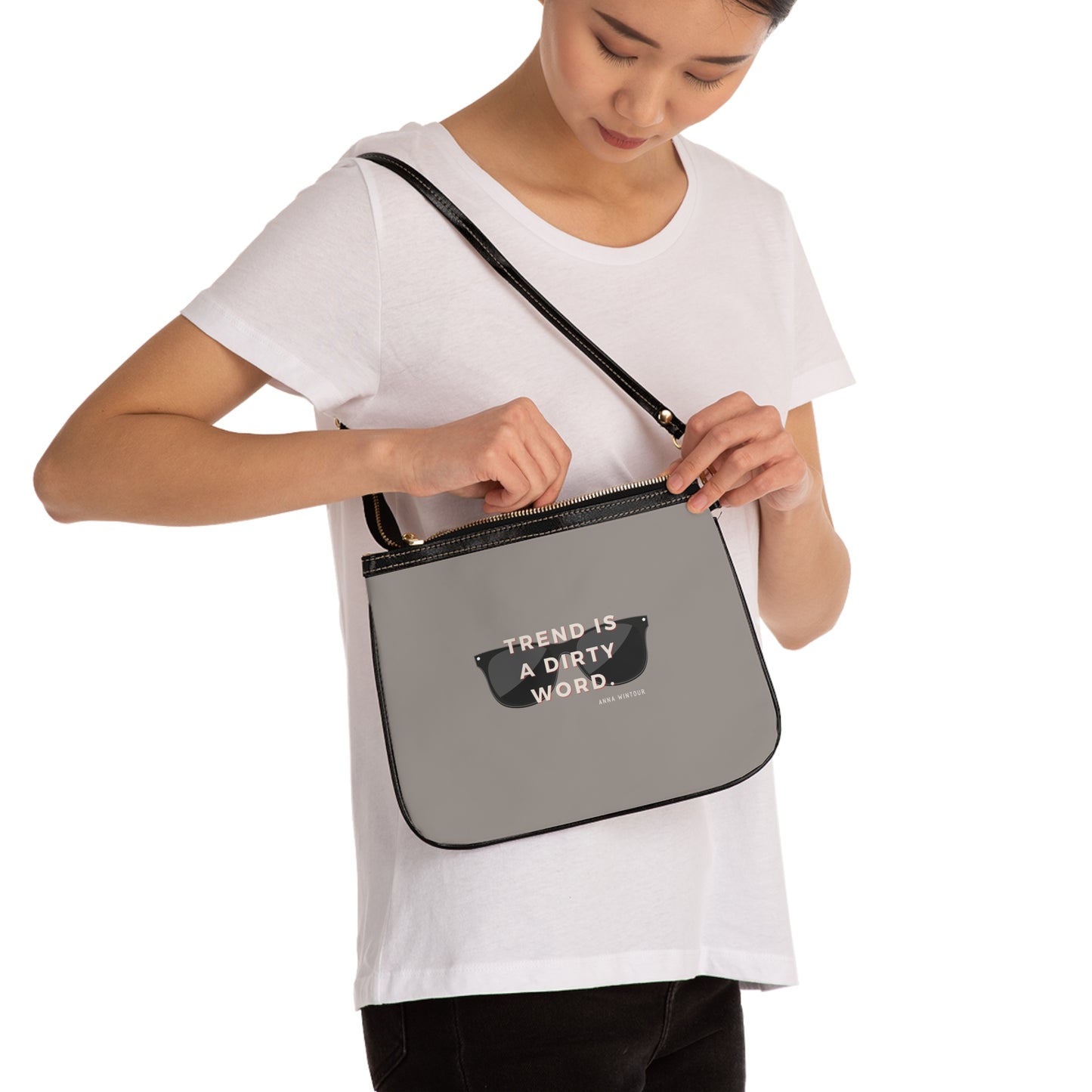 Grey Shoulder Bag, Anna Wintour Fashion Quote