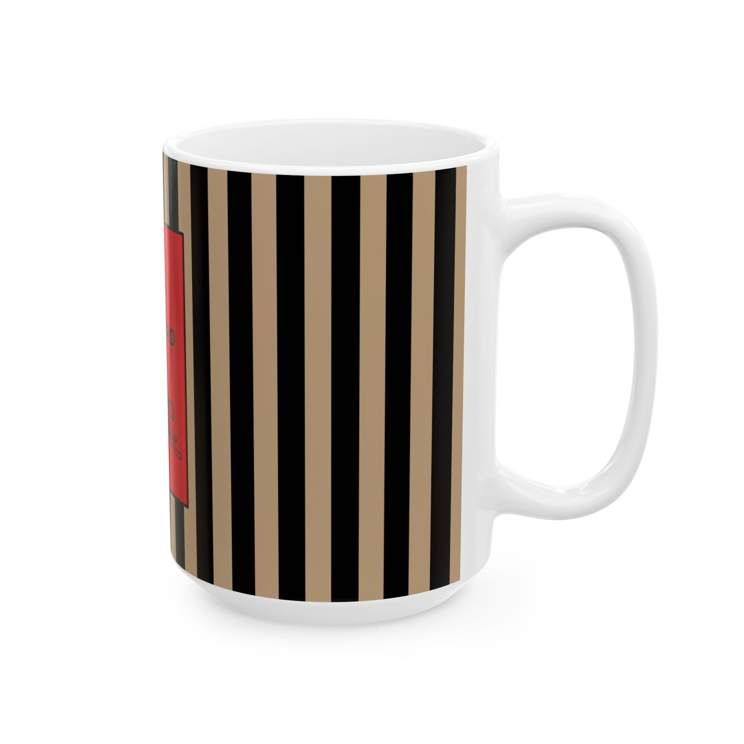 Le Guépard Ceramic Mug, WILD & FREE Collection – Vintage BLACK Striped Coffee Cup