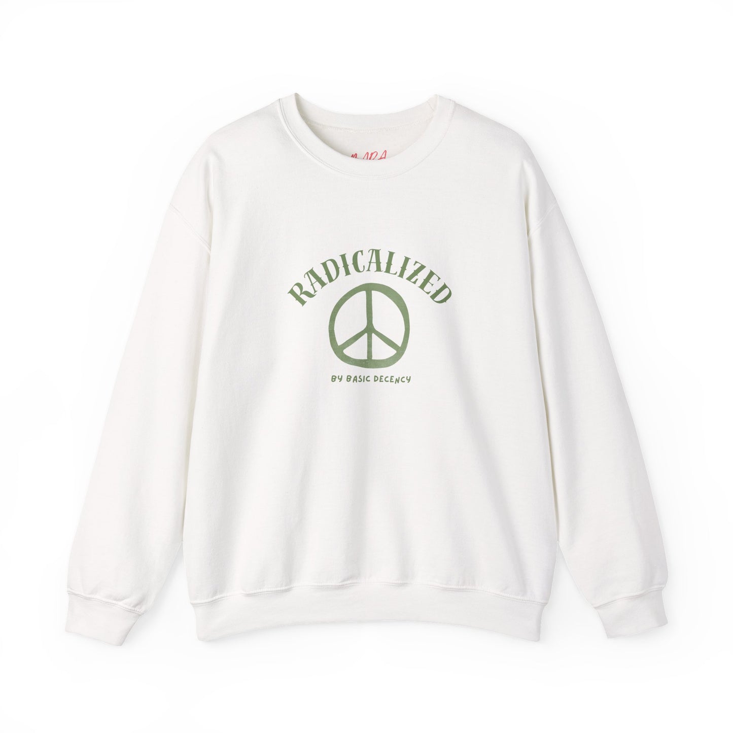 Radicalized By Basic Decency Peace Sweatshirt - White