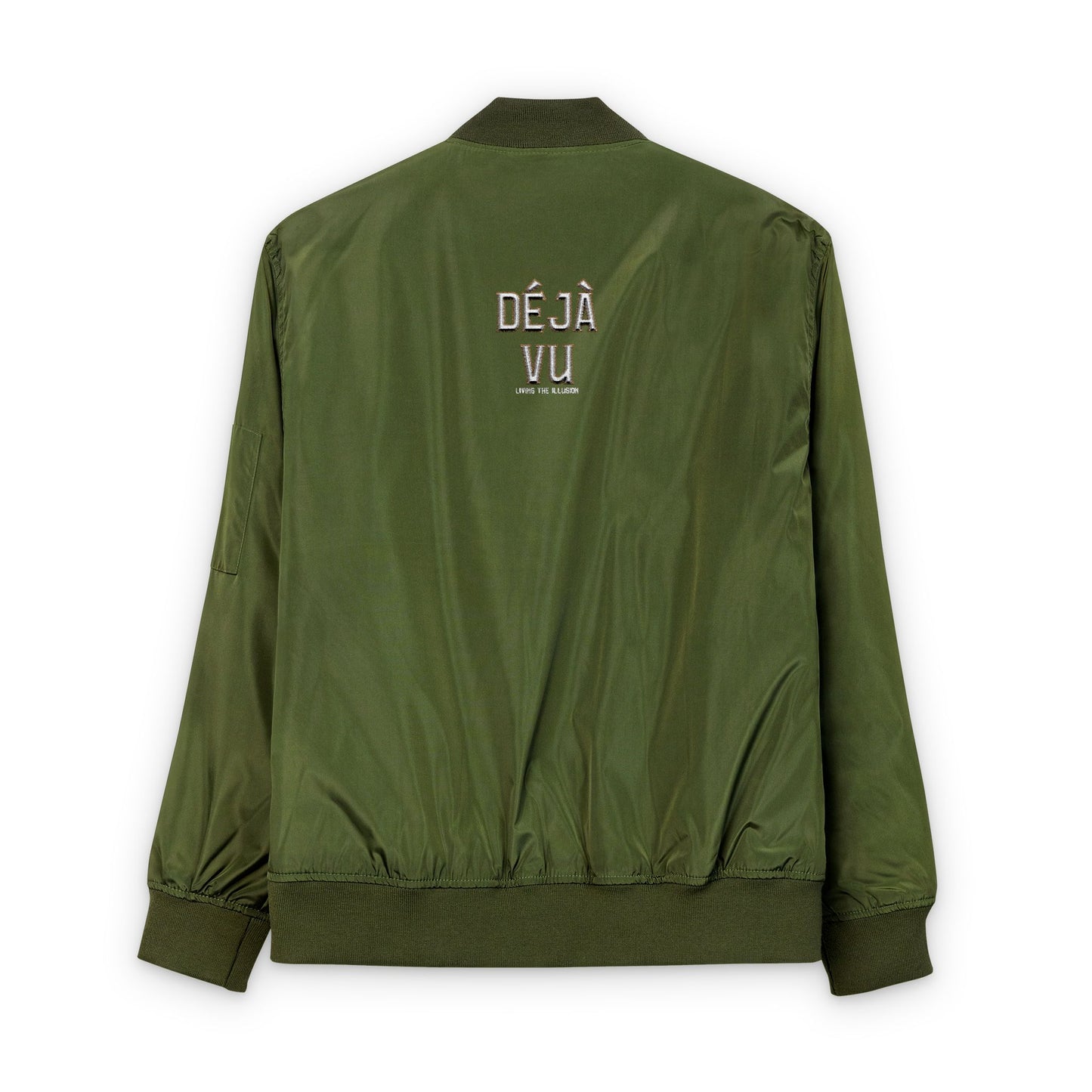 Street Style Bomber Jacket with Embroidered 'Déjà Vu' Design, Fall Fashion 2025