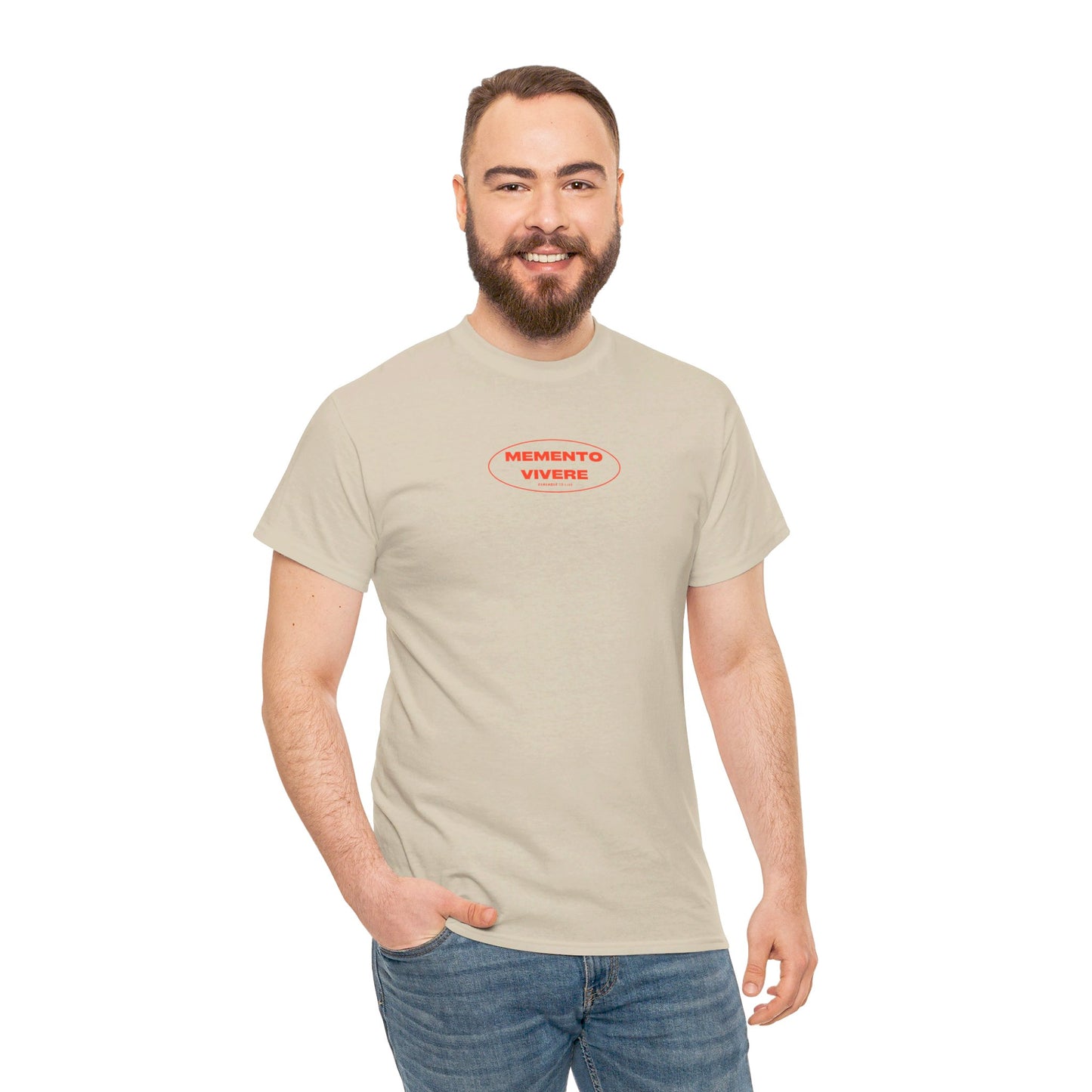 Stoic Tee "Momento Vivere" (Remember to Live) -Red, Men's Clothing