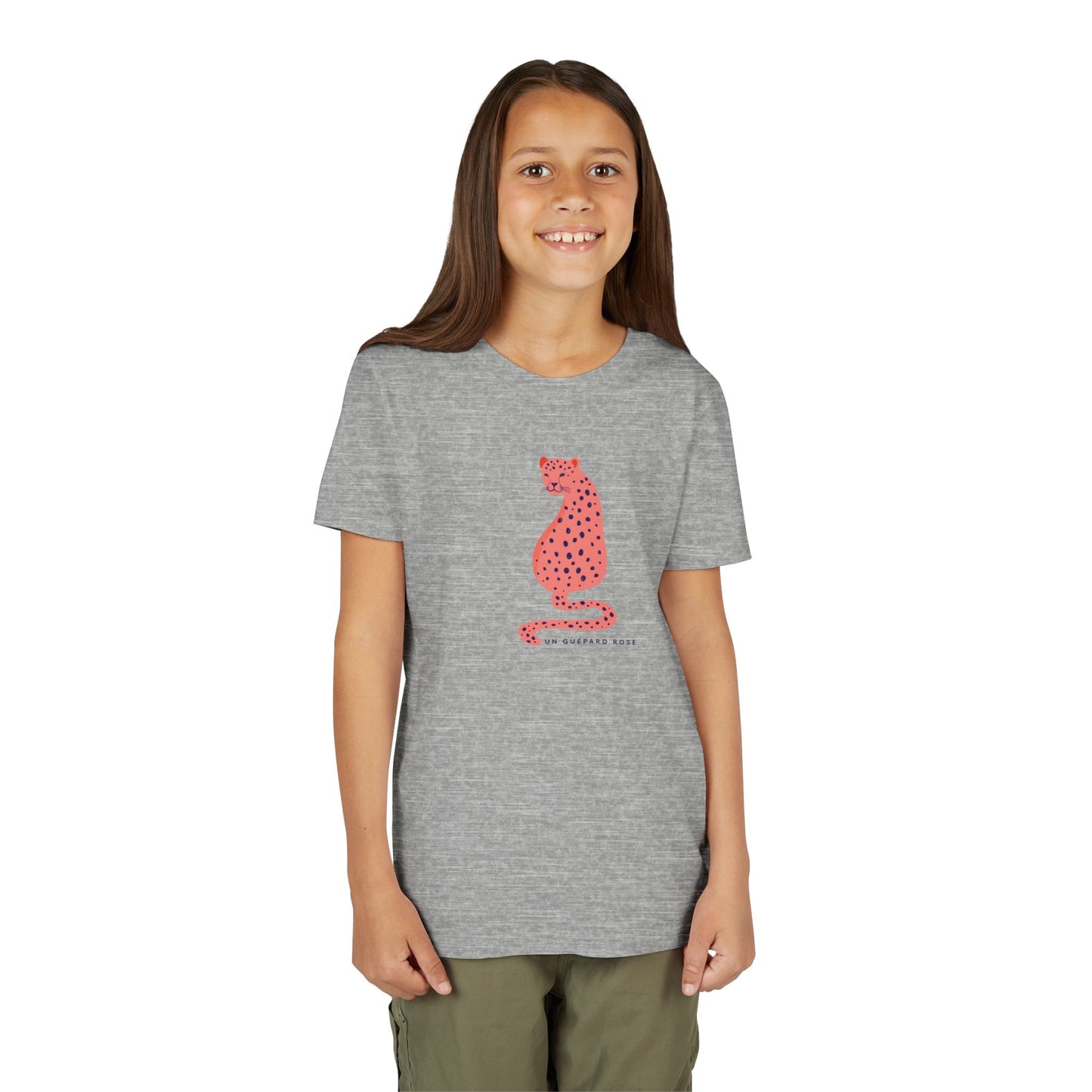 Youth Short Sleeve Tee, Playful Pink Leopard Design