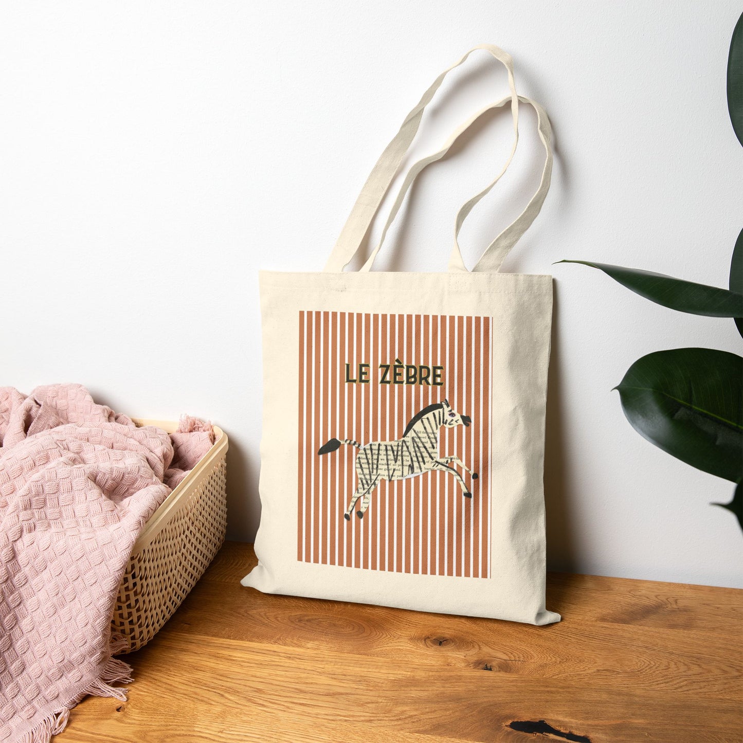 Playful Le Zebre Cotton Canvas Tote Bag