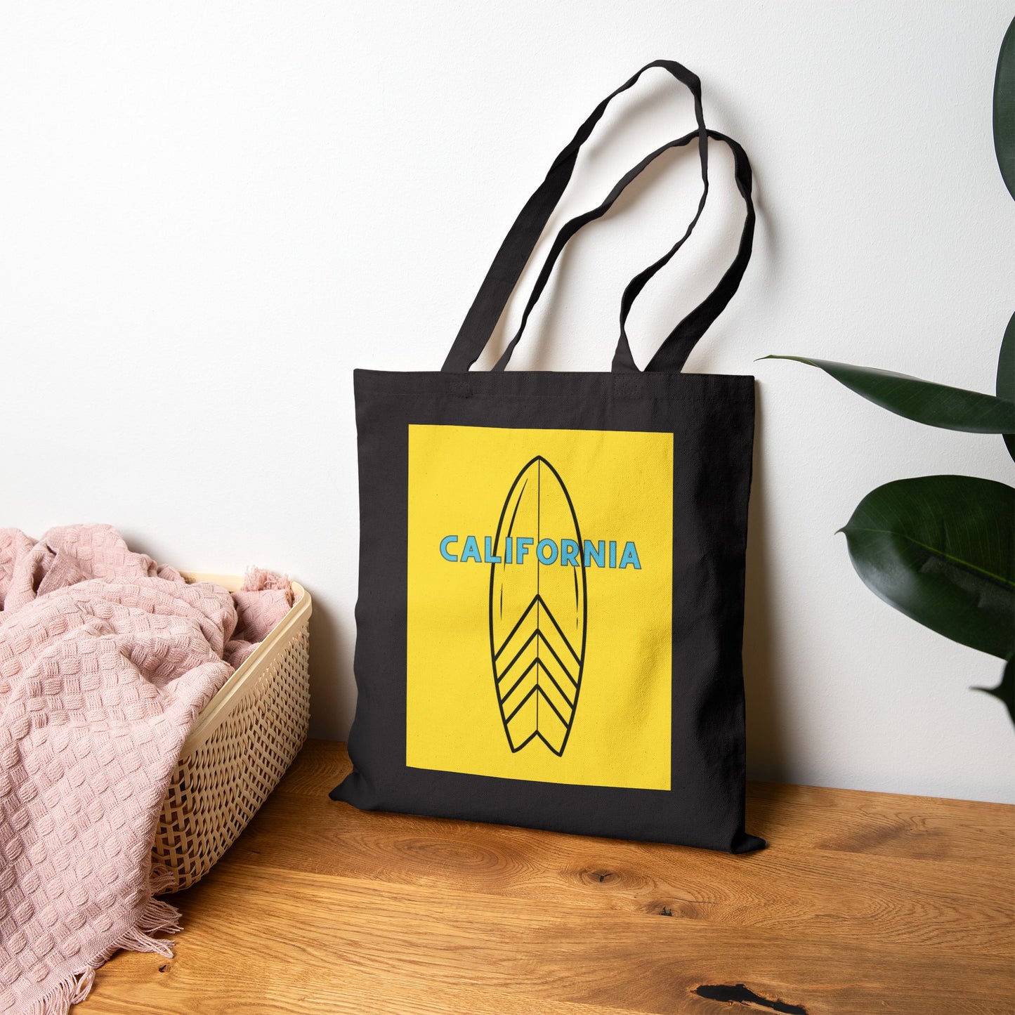 California Surf Cotton Canvas Tote Bag, YELLOW