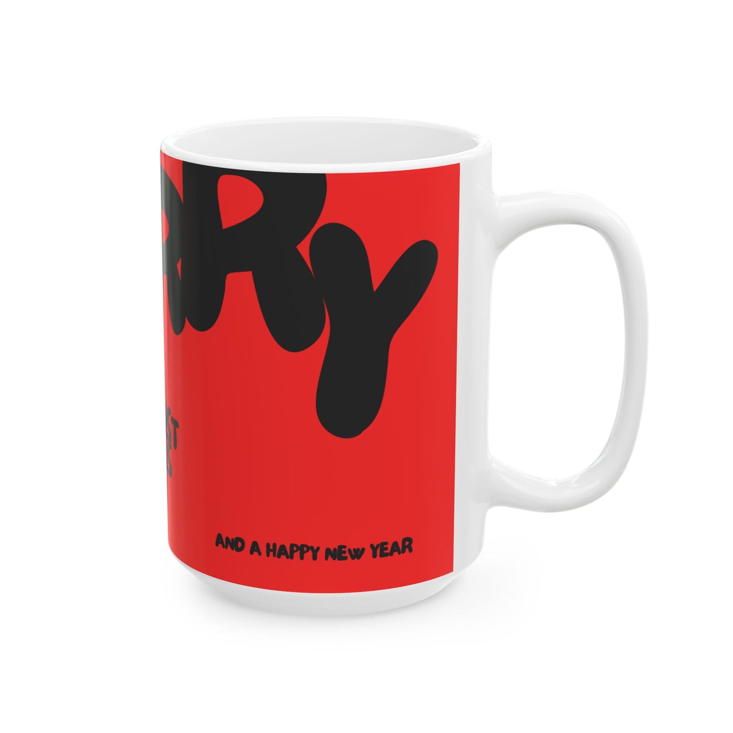 Cool Merry Christmas Ceramic Mug, RED