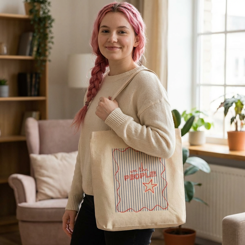 We the PEOPLE Cotton Canvas Tote, NATURAL