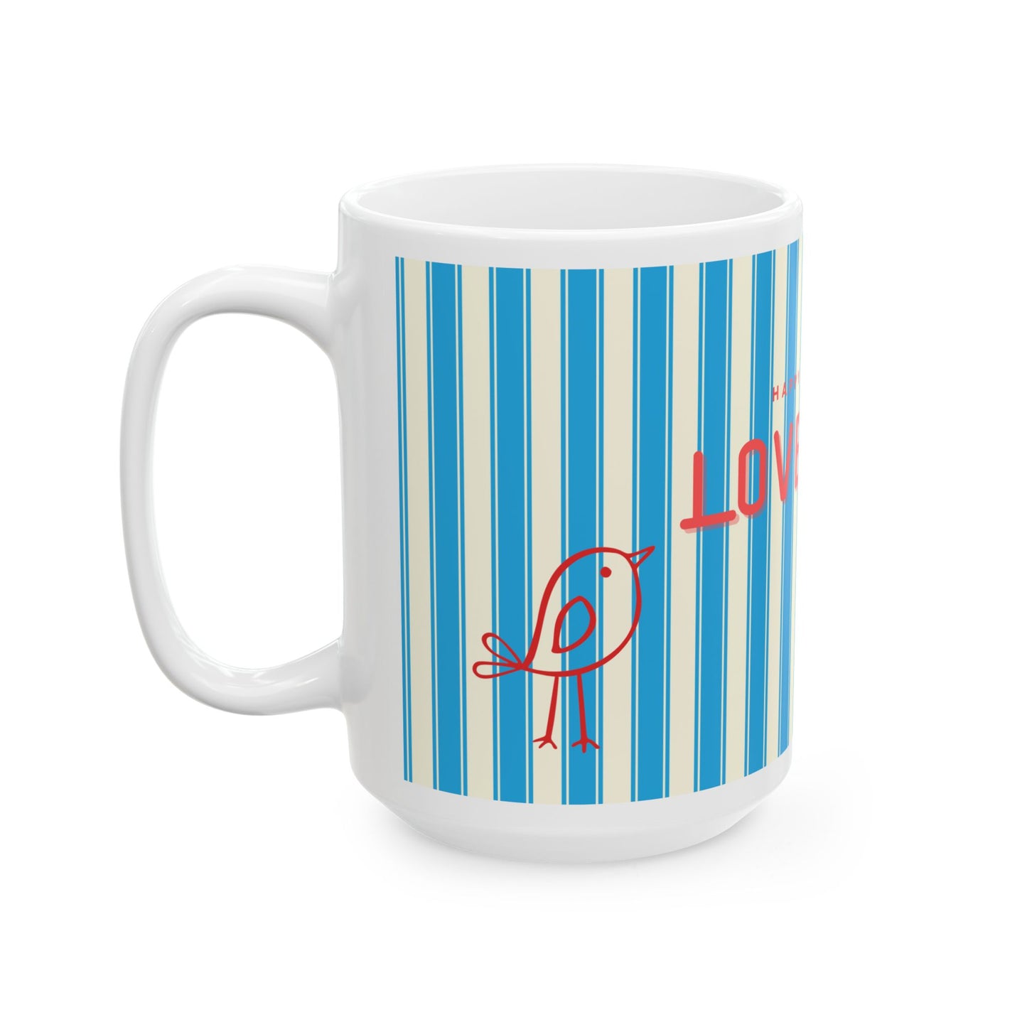 LoveBird Preppy Couple's Mugs, Blue - Newlywed Gift