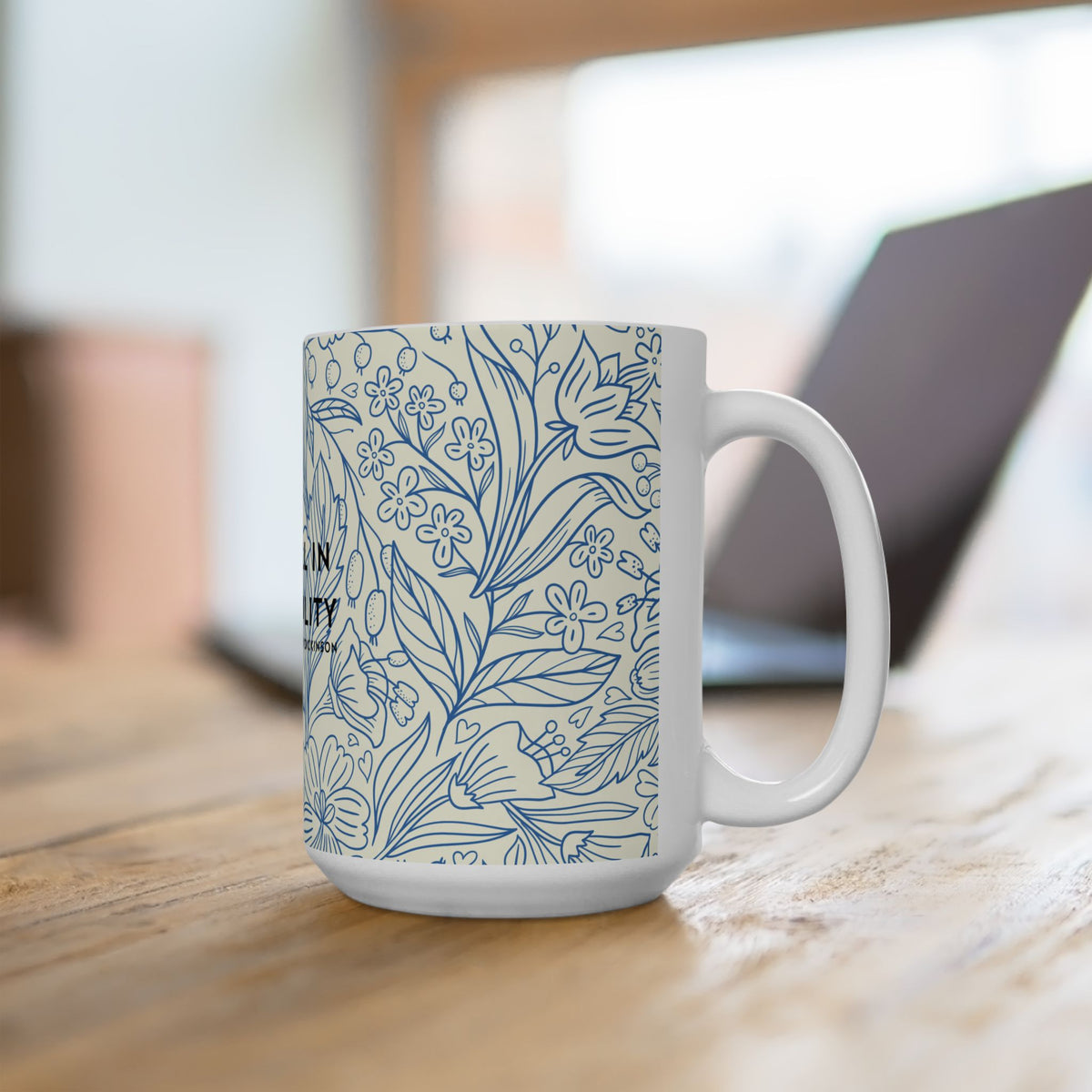 I Dwell in Possibility Floral Ceramic Mug - Emily Dickinson Quote Coffee Cup